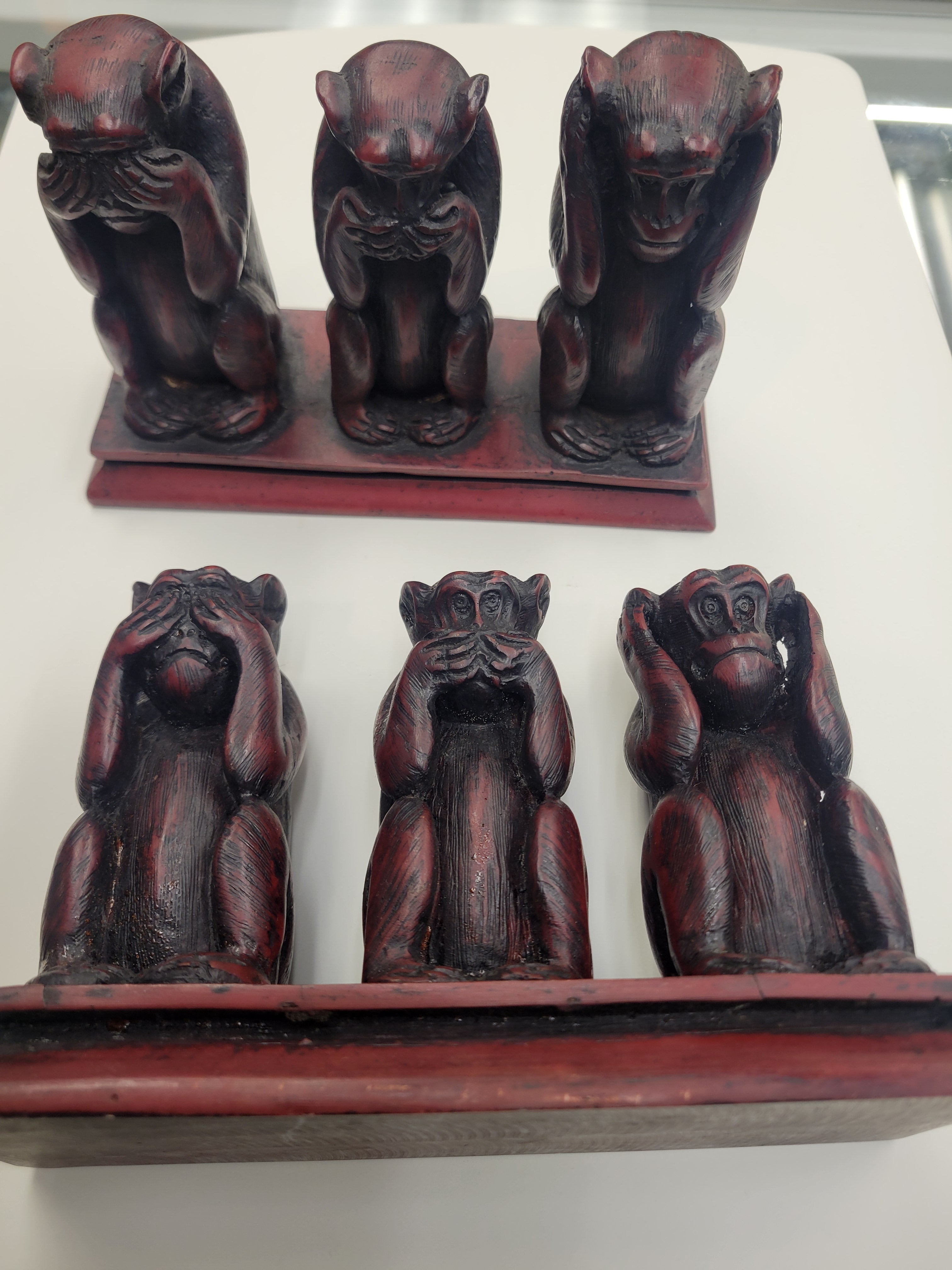 Pen Boutique Three Wise and Old Red Monkeys See Hear or Speak No Evil - Pen Boutique Ltd