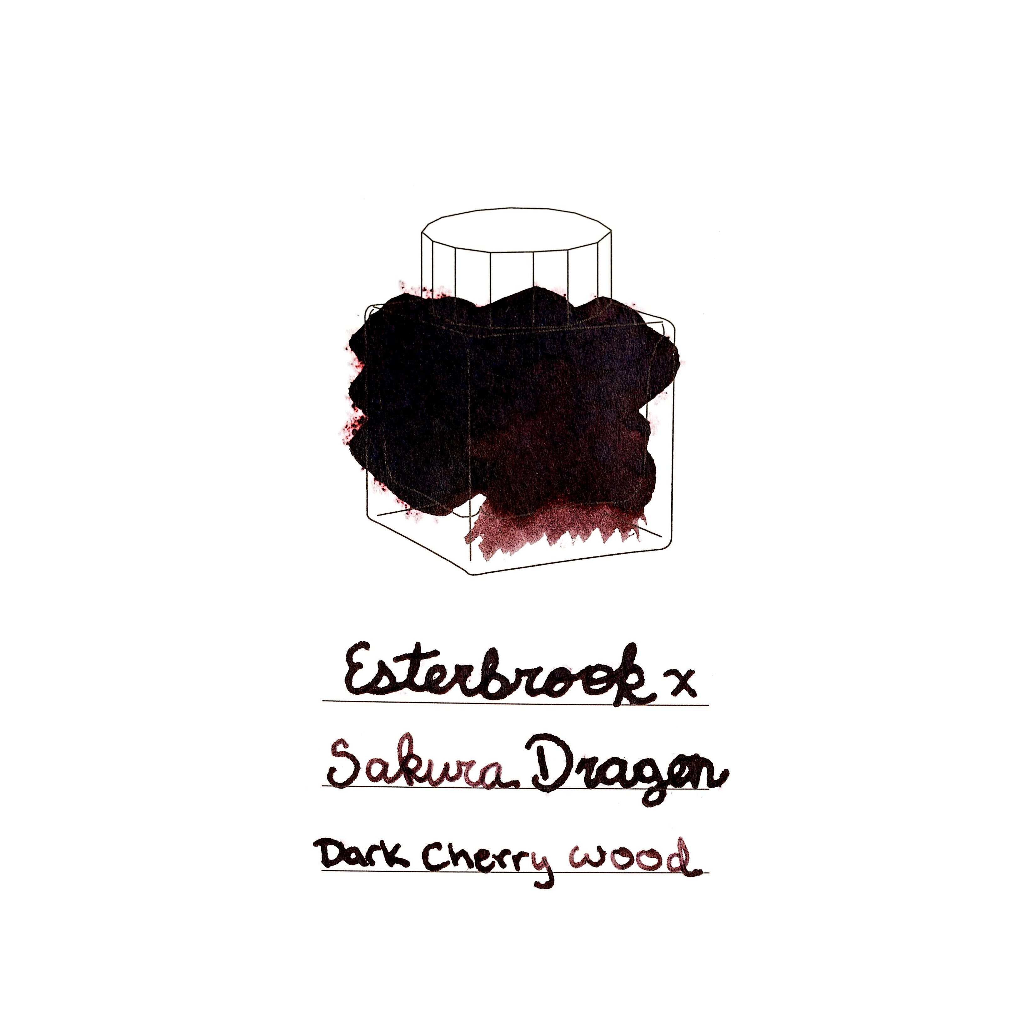 Esterbrook x Sakura Dragon Ink Bottle - Dark Cherry Wood - 30ml-Pen Boutique Ltd