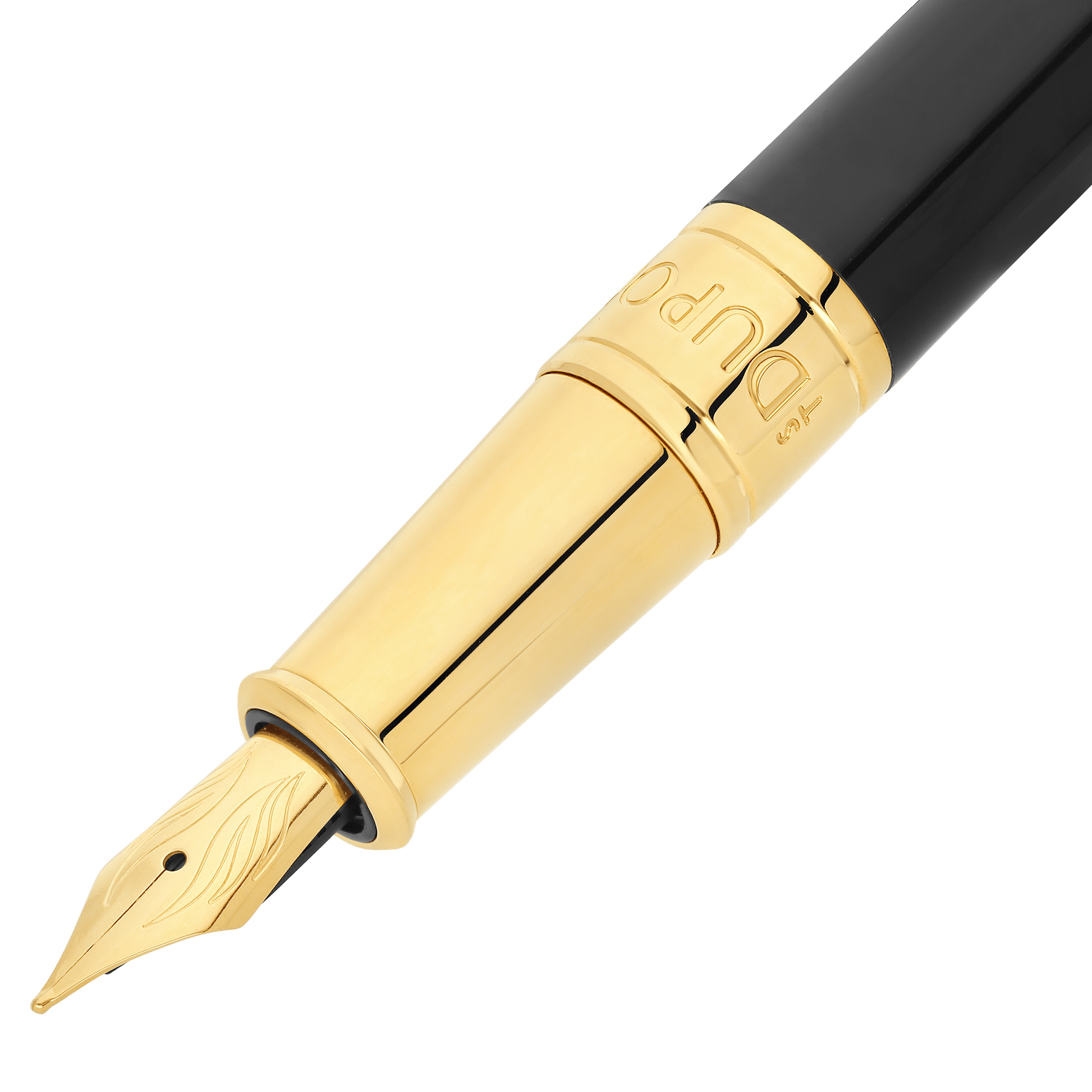 S T Dupont D - Initial Fountain Pen - Black - Gold Trim - Pen Boutique Ltd