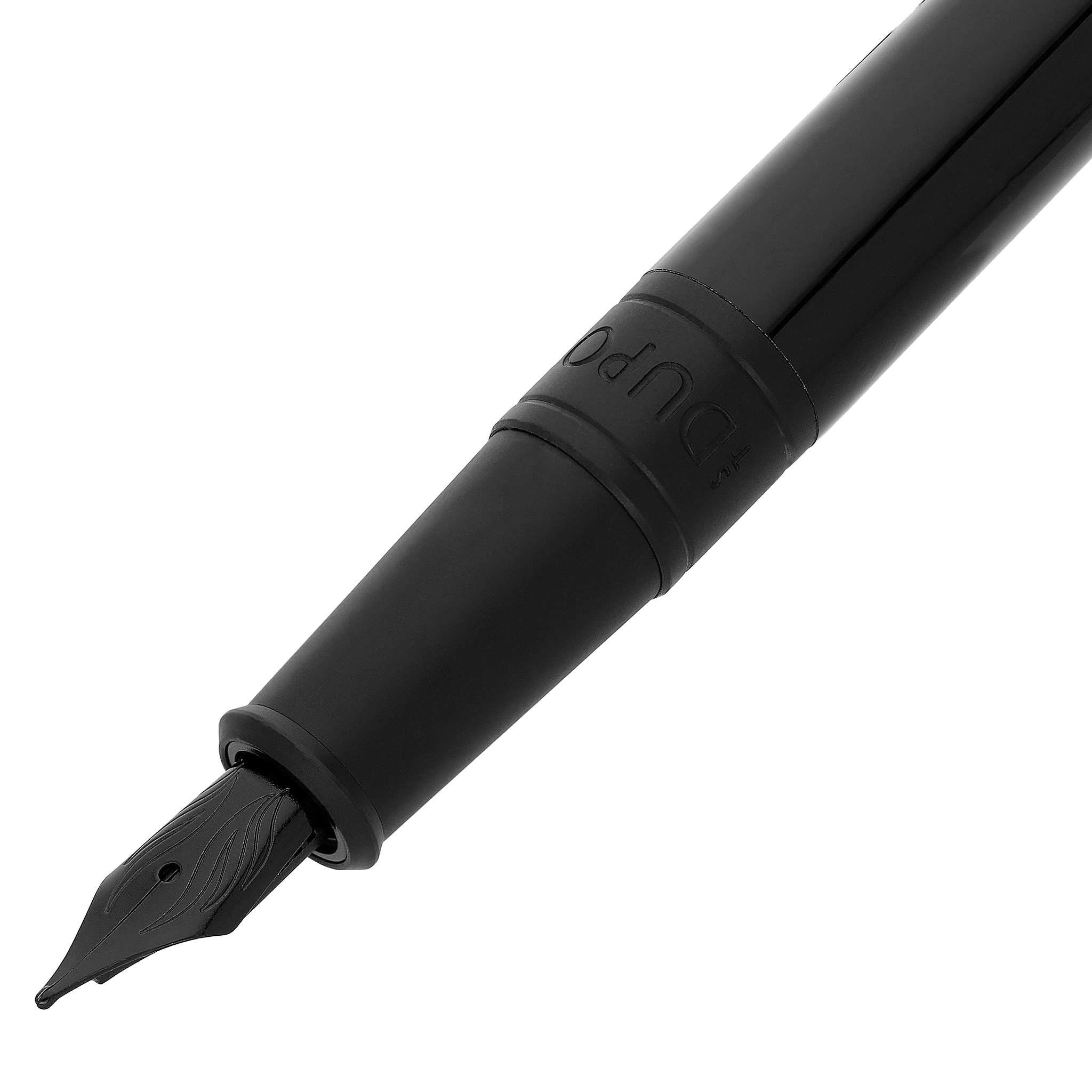 S T Dupont D - Initial Fountain Pen - Black - Matte Black Trim - Pen Boutique Ltd