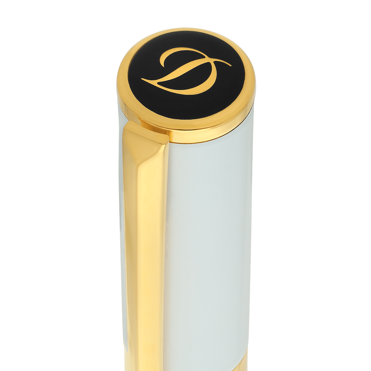 S T Dupont D - Initial Fountain Pen - White - Gold Trim - Pen Boutique Ltd