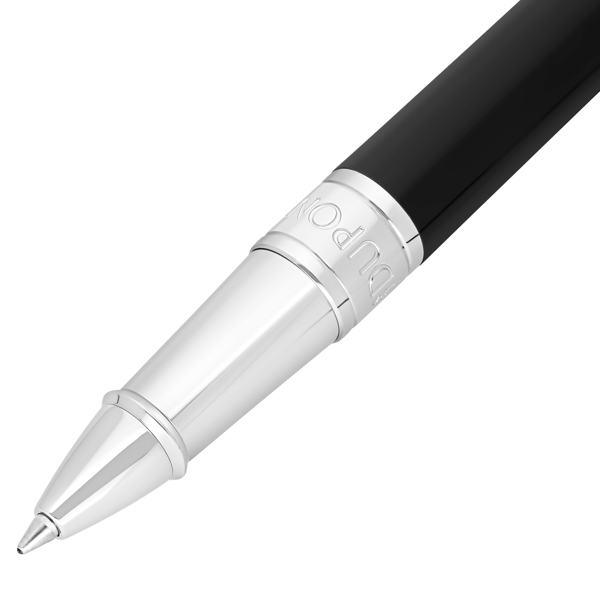 S T Dupont D - Initial Rollerball Pen - Black - Chrome Trim - Pen Boutique Ltd