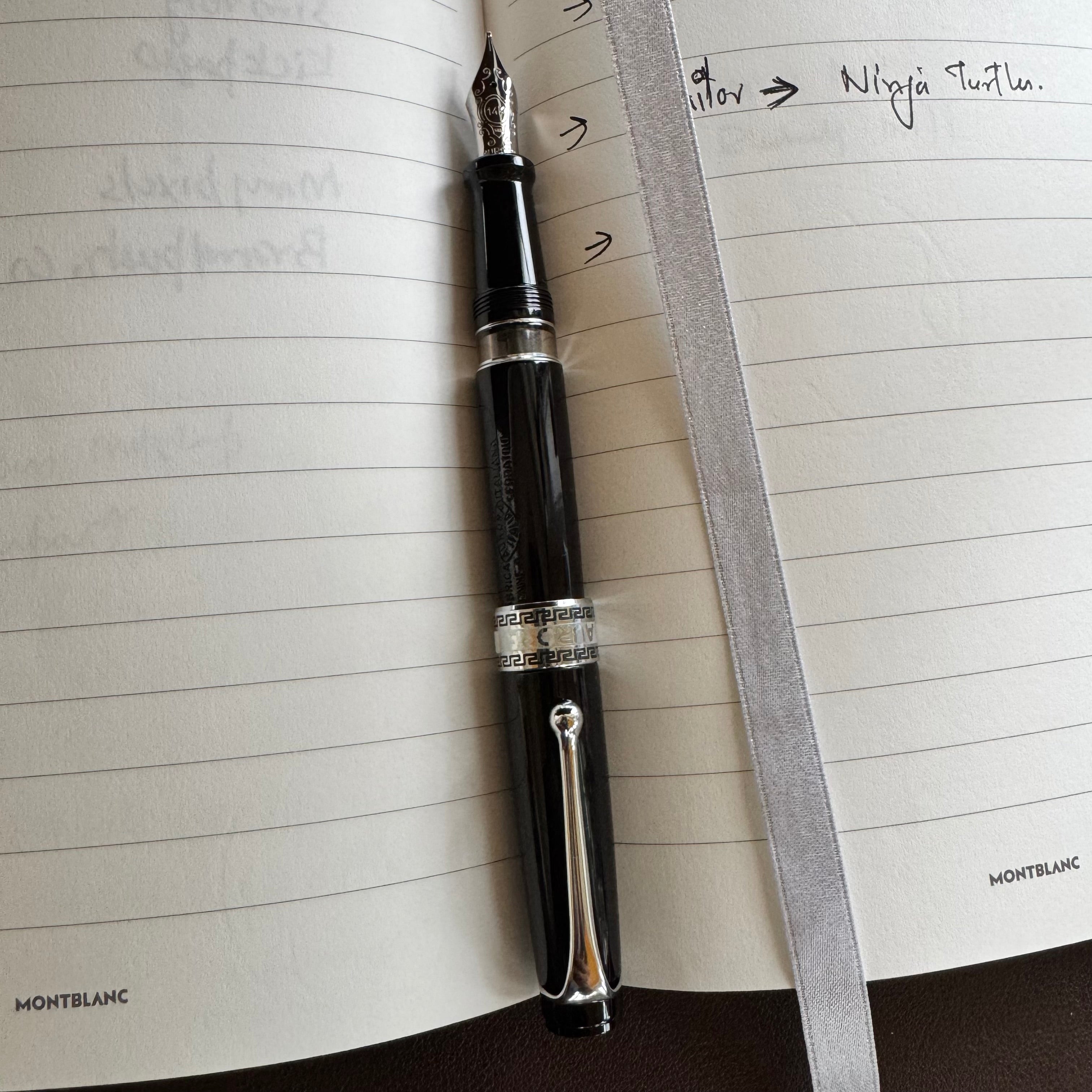 On Sale: Aurora Optima Fountain Pen - Black - Chrome Trim-Pen Boutique Ltd