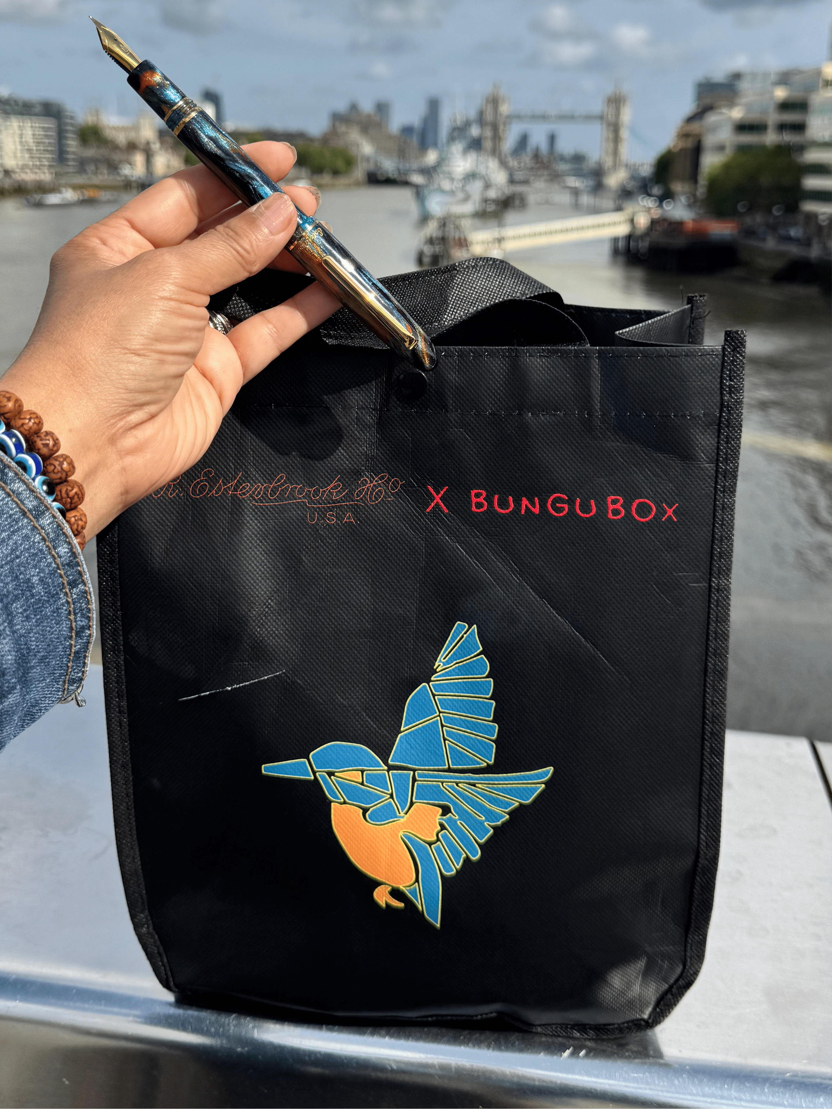 Esterbrook x BUNGUBOX Tote Bag - The Kachofugetsu Kingfisher - Pen Boutique Ltd