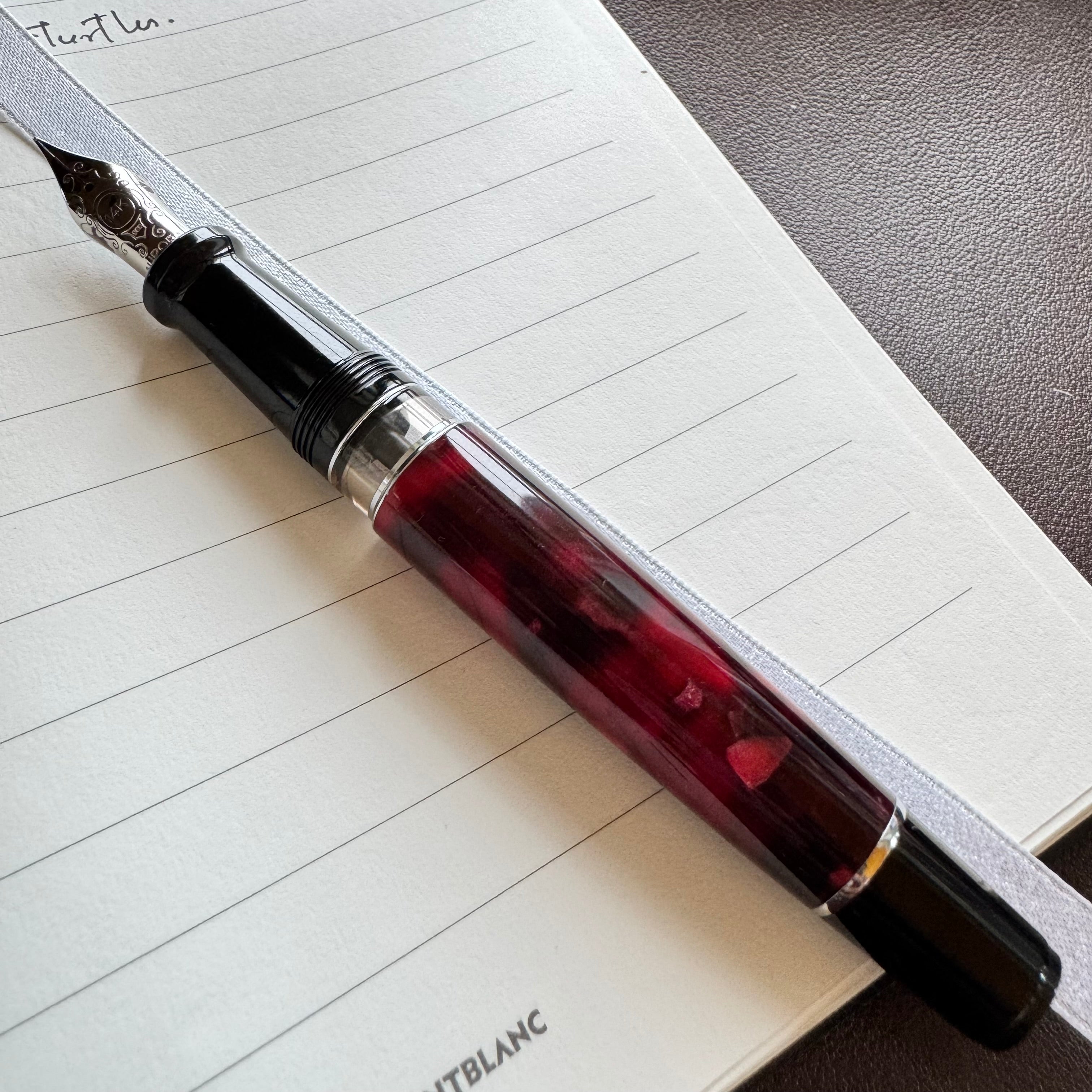 Aurora Optima Auroloide Fountain Pen - Burgundy - Silver Trim - Pen Boutique Ltd