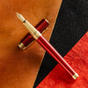 S T Dupont Line D Fountain Pen - Eternity - Mane Guilloche Red - Gold Trim (Large) - Pen Boutique Ltd