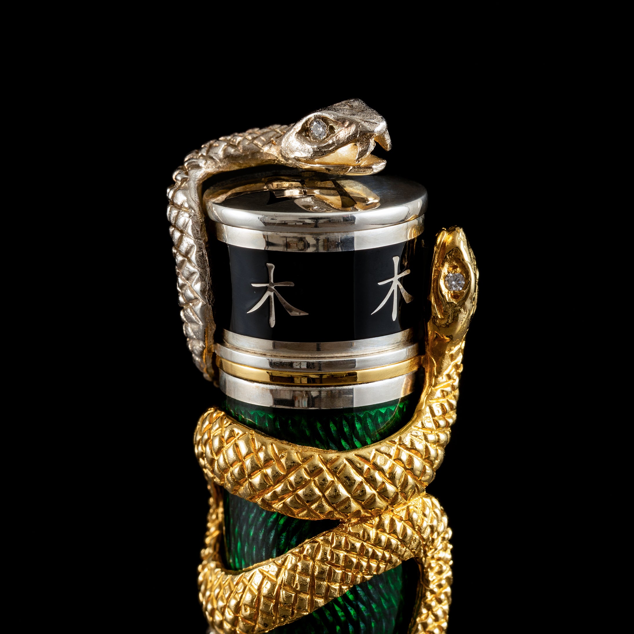 David Oscarson Green Wood Snake Fountain Pen - Verdigris (Limited Edition) - Pen Boutique Ltd