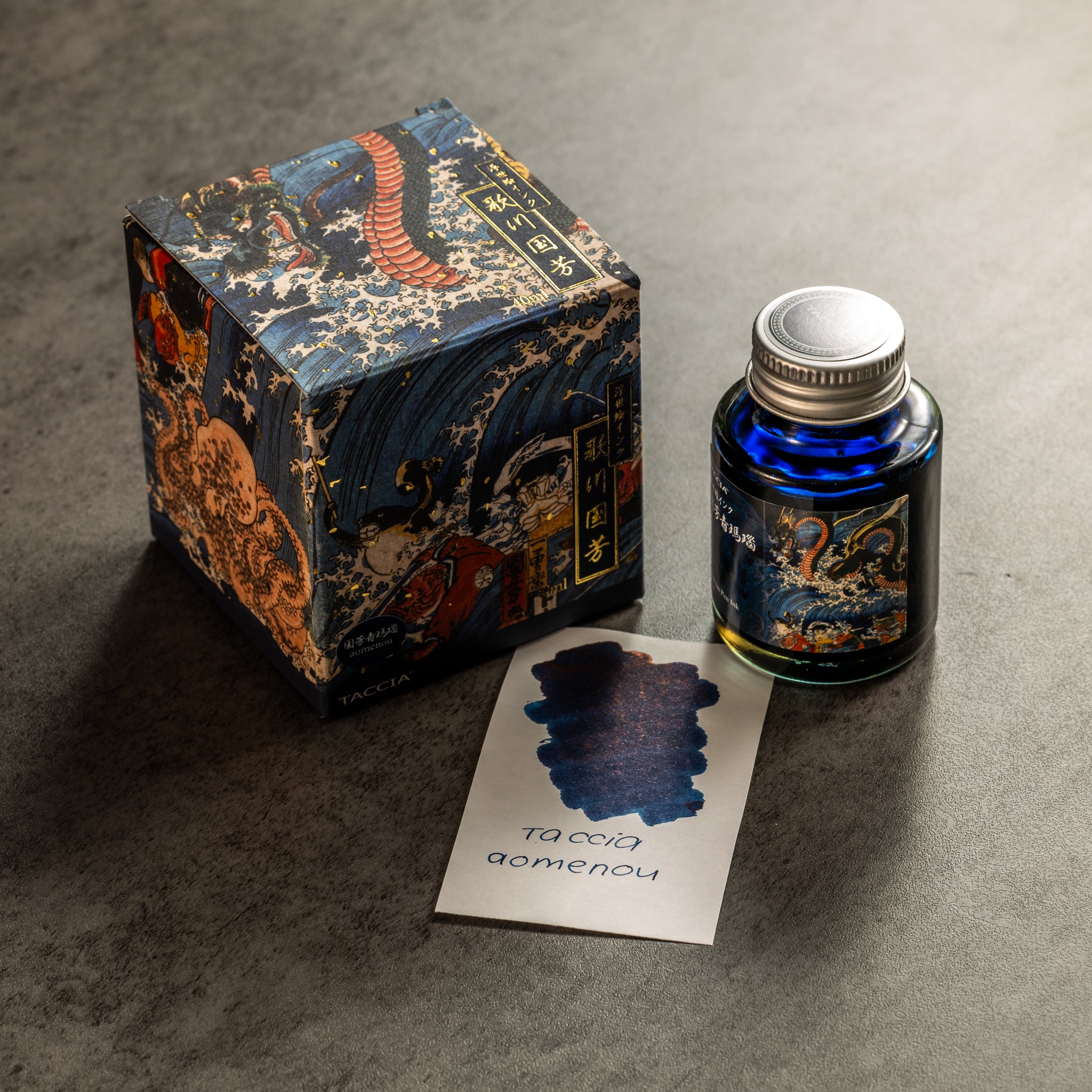 Taccia Ukiyo - e Ink Bottle - Kuniyoshi - Aomenou - 40 ml (Ver. 3) - Pen Boutique Ltd