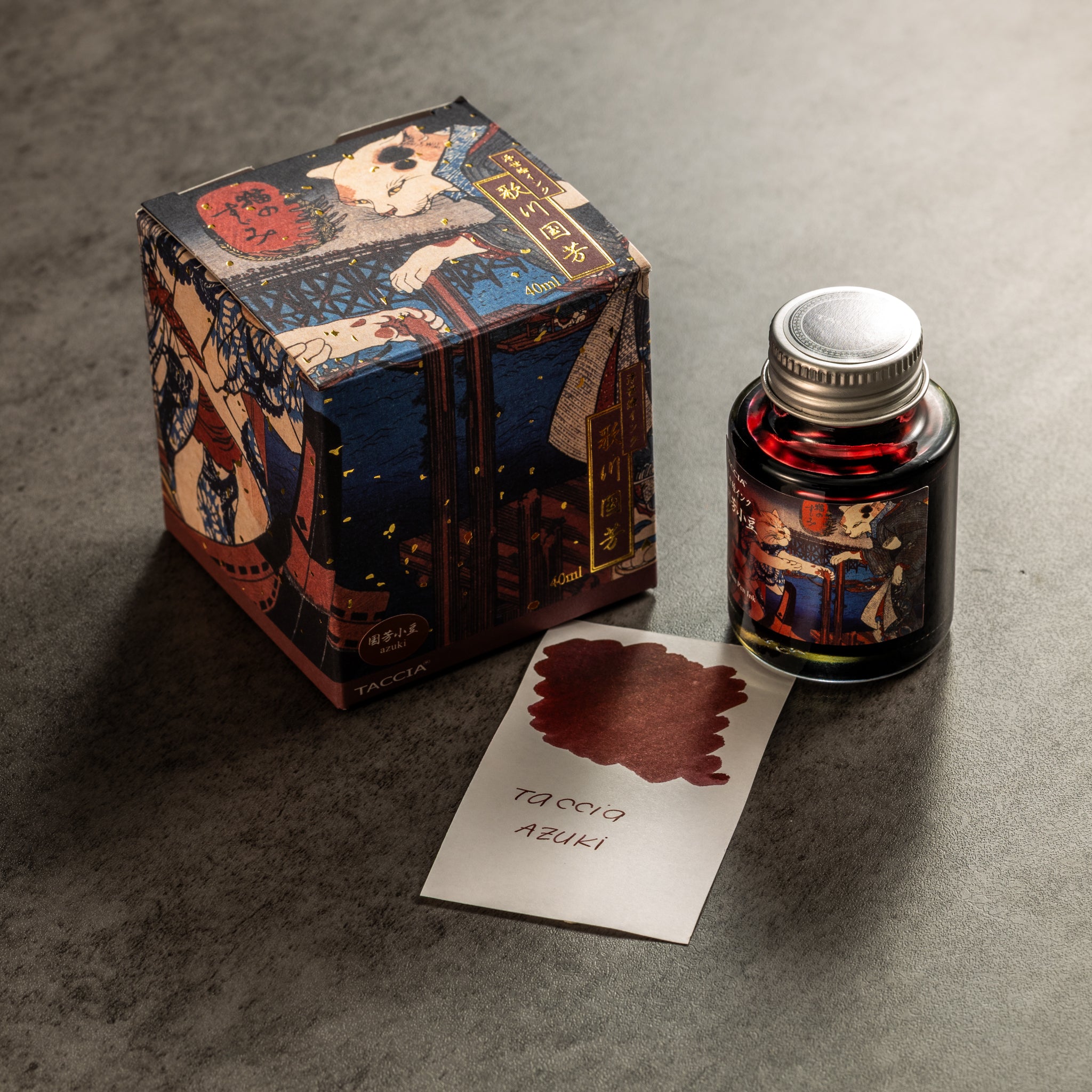 Taccia Ukiyo - e Ink Bottle - Kuniyoshi - Azuki - 40 ml (Ver. 3) - Pen Boutique Ltd