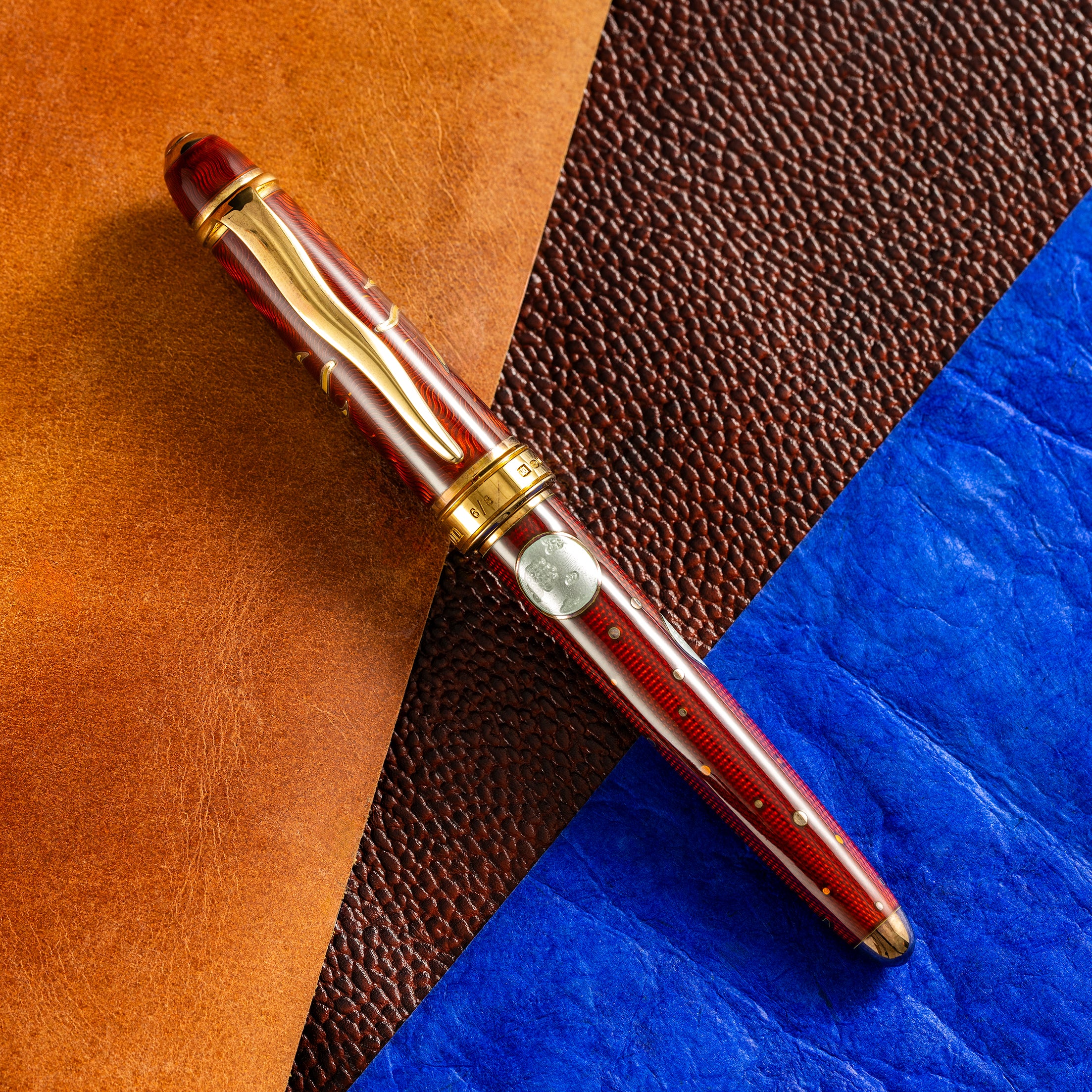 David Oscarson Celestial Fountain Pen - Limited Edition - Fire Red Golden Yellow-Pen Boutique Ltd