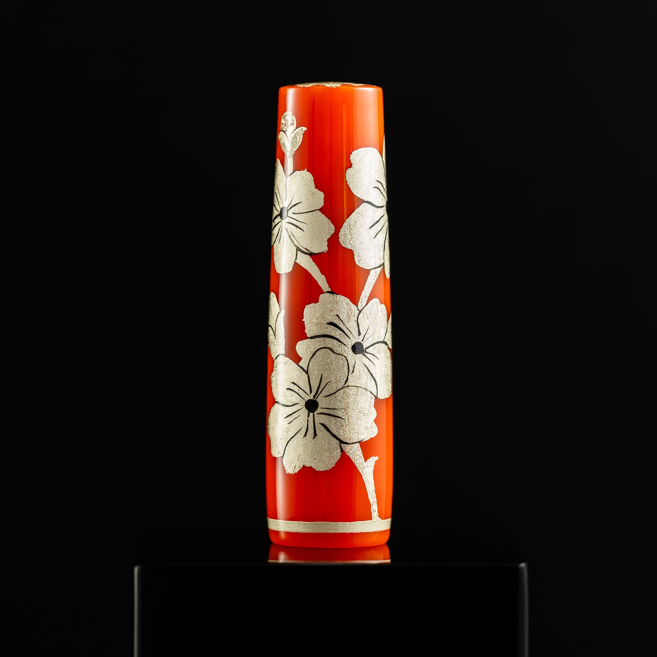 Zek Handpainted Tezhip Art Flower Red with Silver Flower Fountain Pen-Pen Boutique Ltd