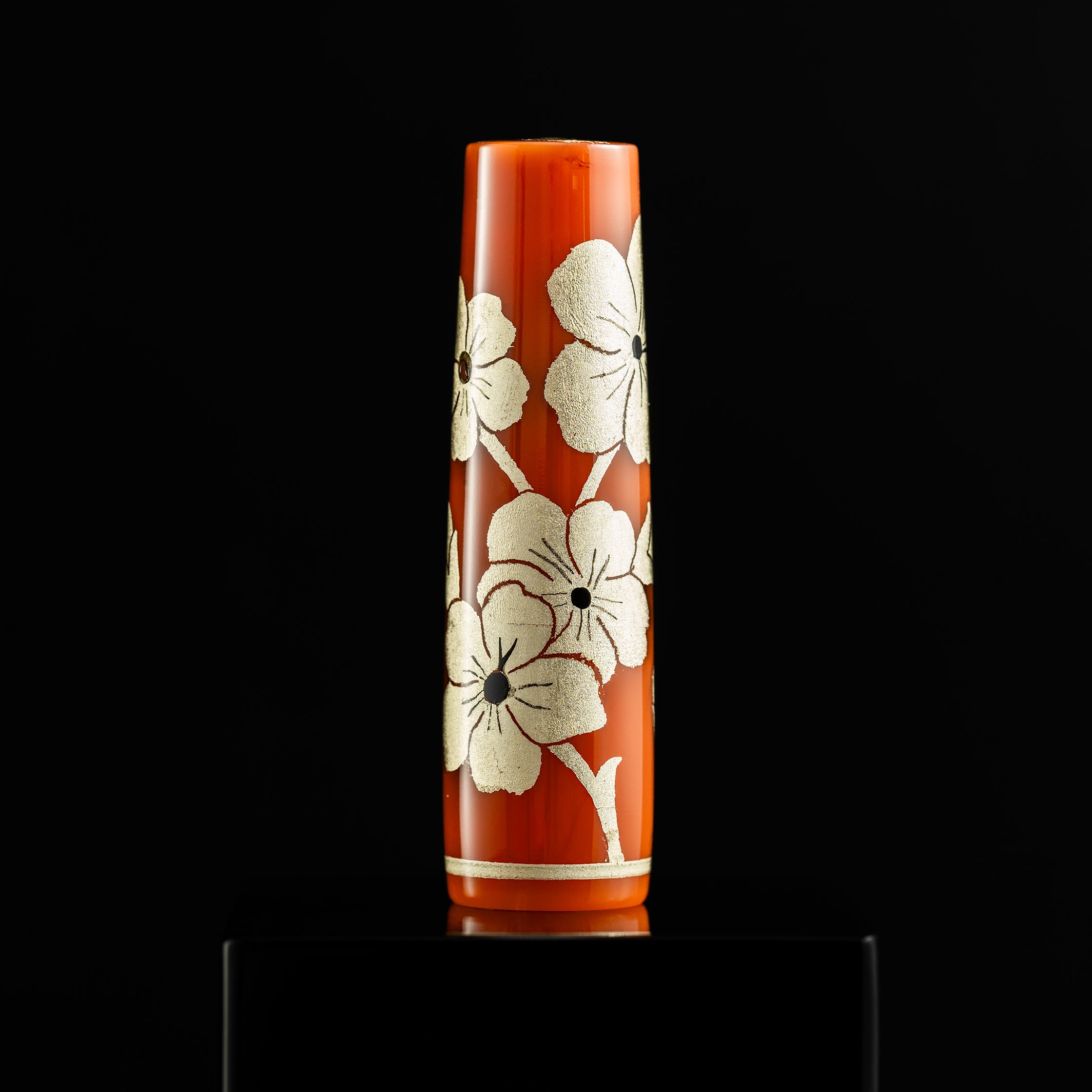 Zek Handpainted Tezhip Art Flower Red with Silver Flower Fountain Pen-Pen Boutique Ltd