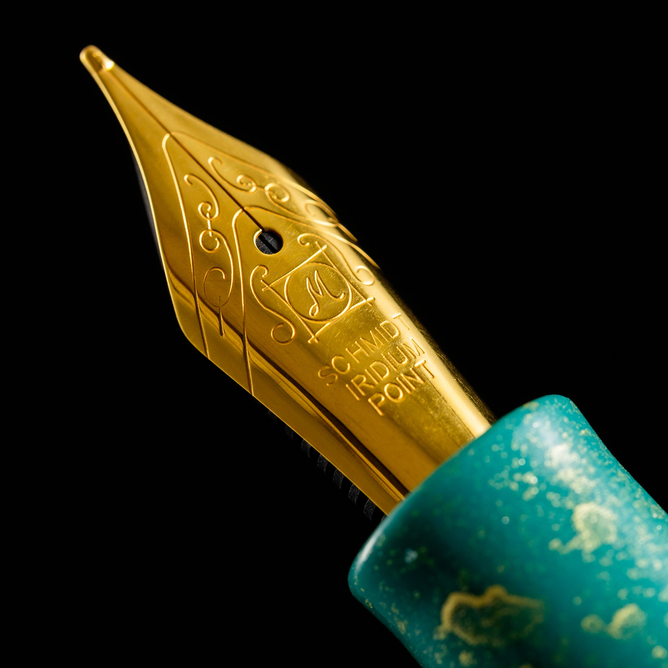 Zek Handpainted Tezhip Art Green with Gold Flower Fountain Pen-Pen Boutique Ltd