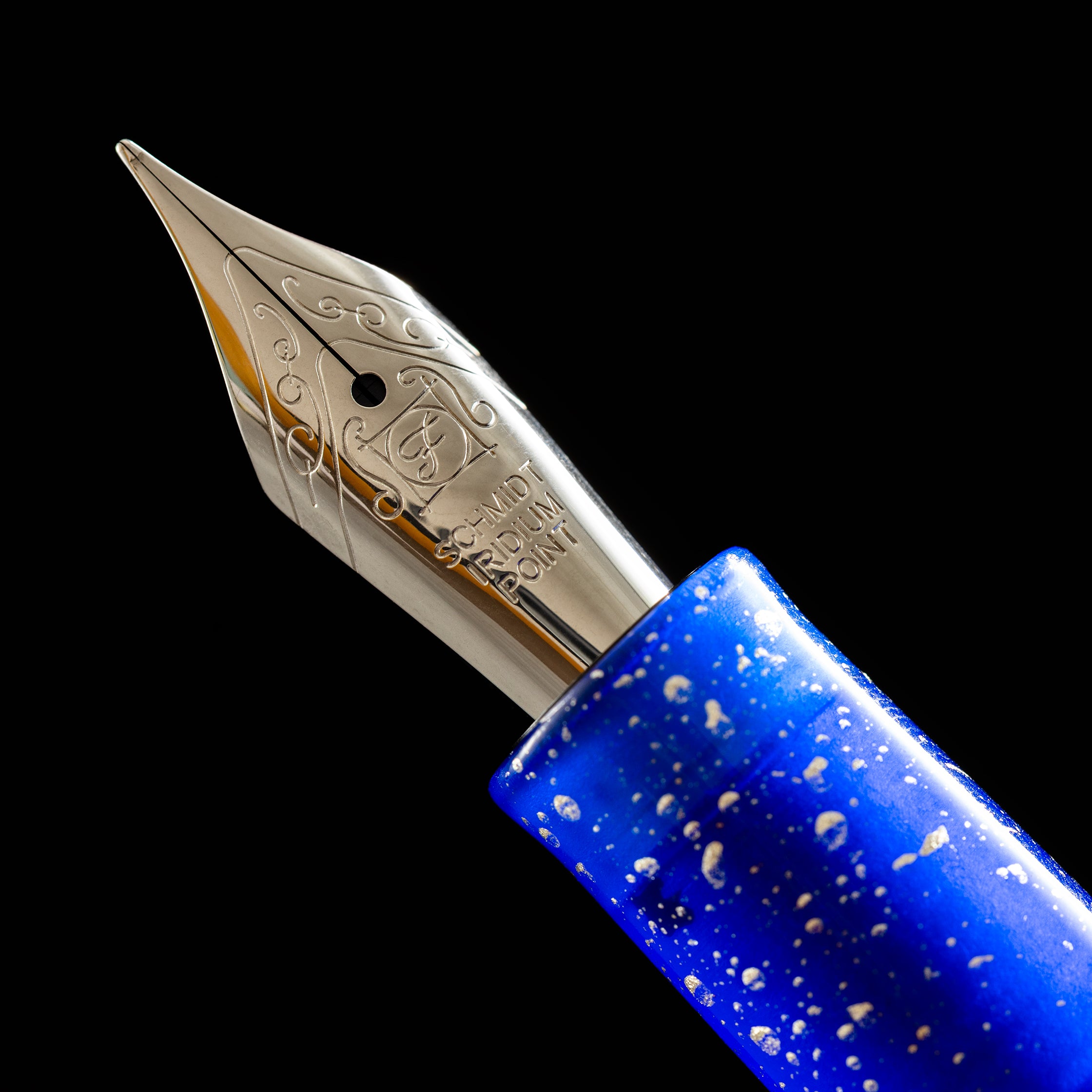 Zek Handpainted Tezhip Art Blue with Silver Flower Fountain Pen-Pen Boutique Ltd