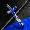 Zek Handpainted Tezhip Art Blue with Silver Flower Fountain Pen-Pen Boutique Ltd