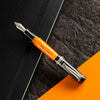 Delta DV Original Mini Fountain Pen – Black & Orange with Sterling Silver Trim – Pennino Acciaio - Pen Boutique Ltd
