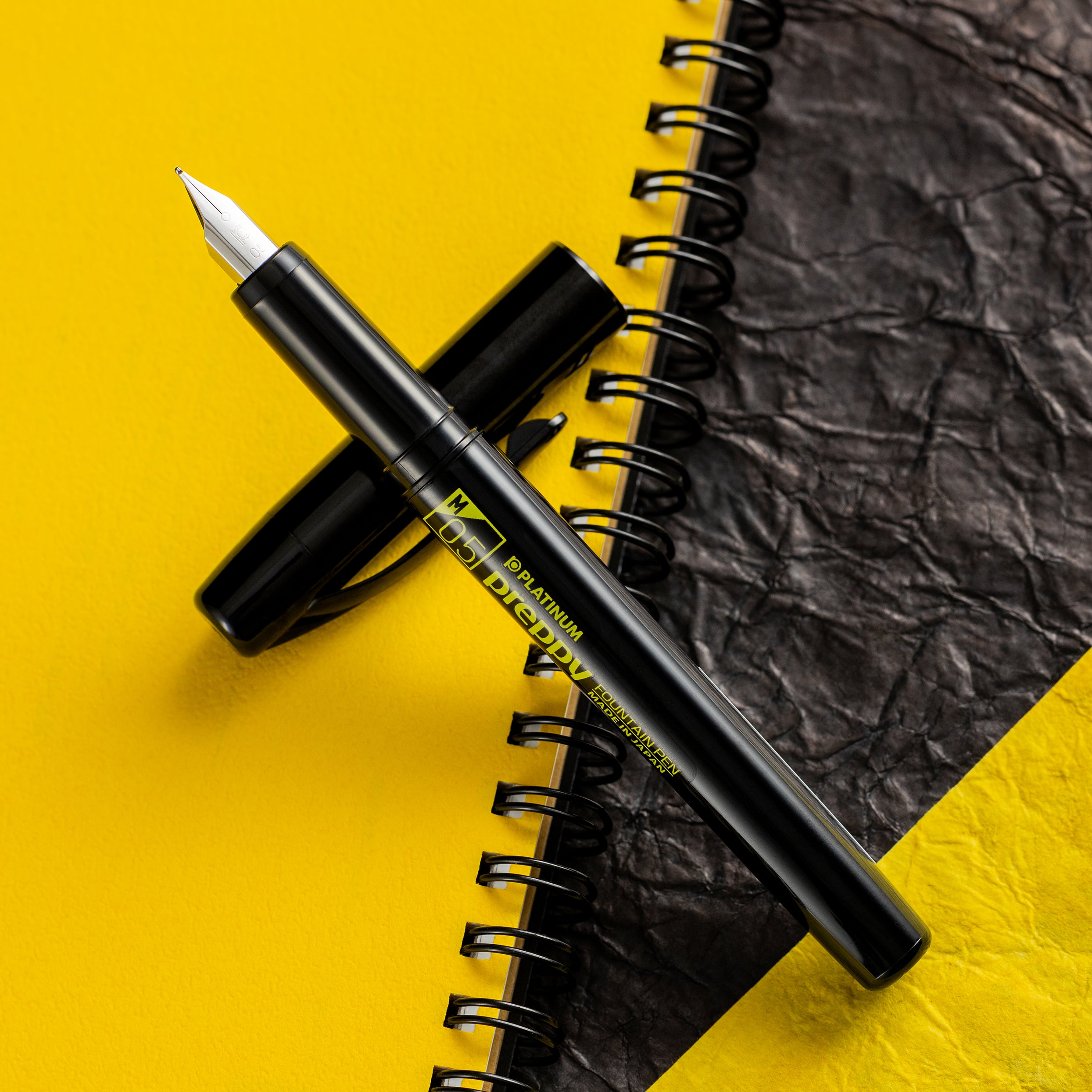 Platinum Preppy Fountain Pen - Yellow Logo (Black Edition)-Pen Boutique Ltd