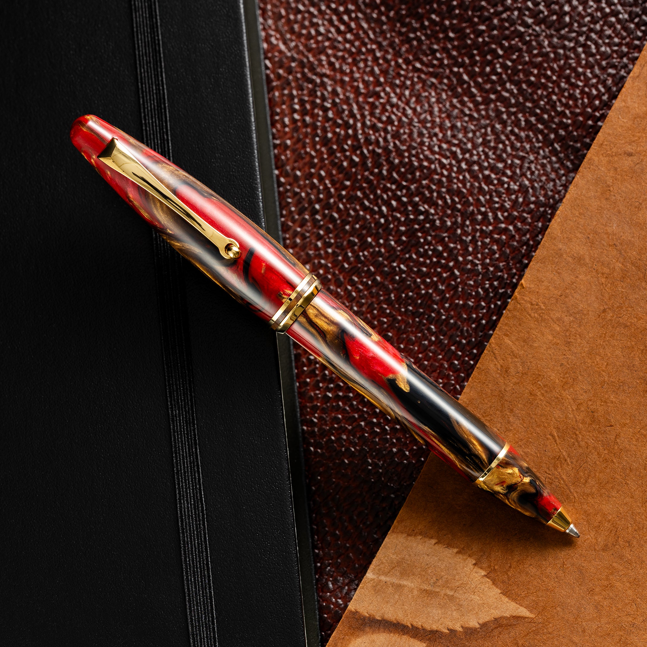 Maiora Ultra Ogiva Ballpoint Pen - Golden Rule - Gold Trim-Pen Boutique Ltd