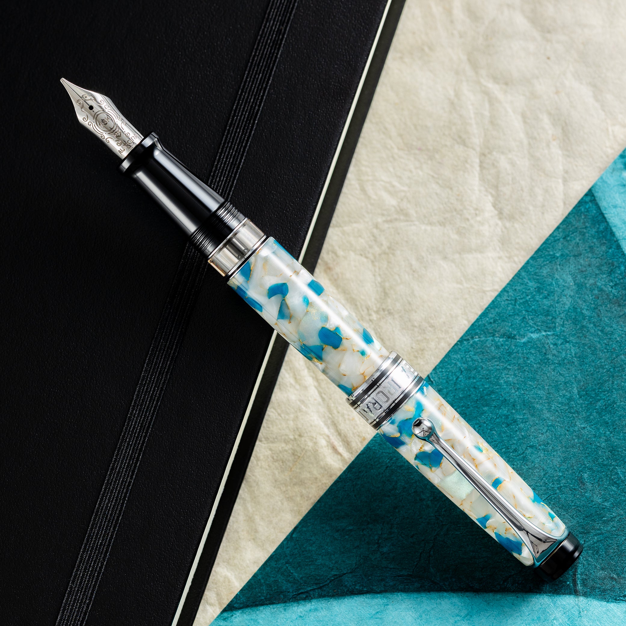 Aurora Optima 365 Pearl & Octane Limited Edition Fountain Pen - Pen Boutique Ltd