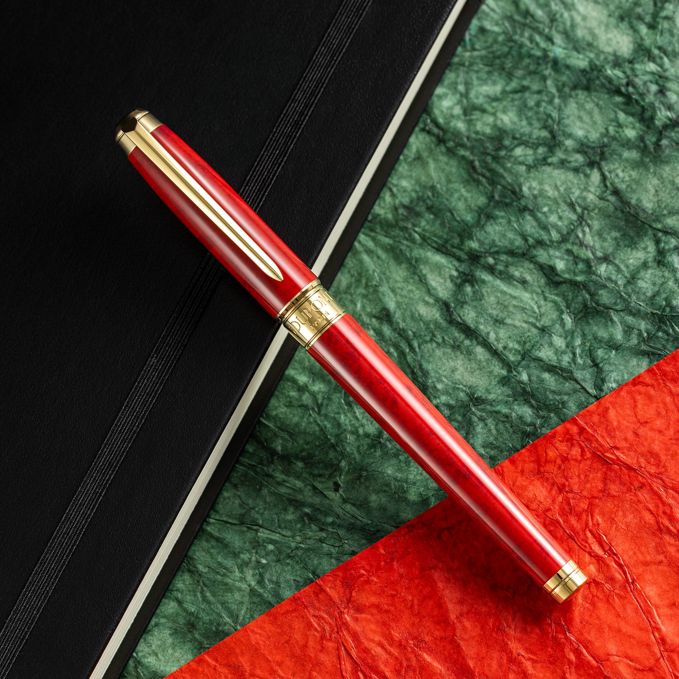 S T Dupont Line D Eternity Fountain Pen - Limited Edition - Popote Red - Yellow Gold Trim (Large) - Pen Boutique Ltd