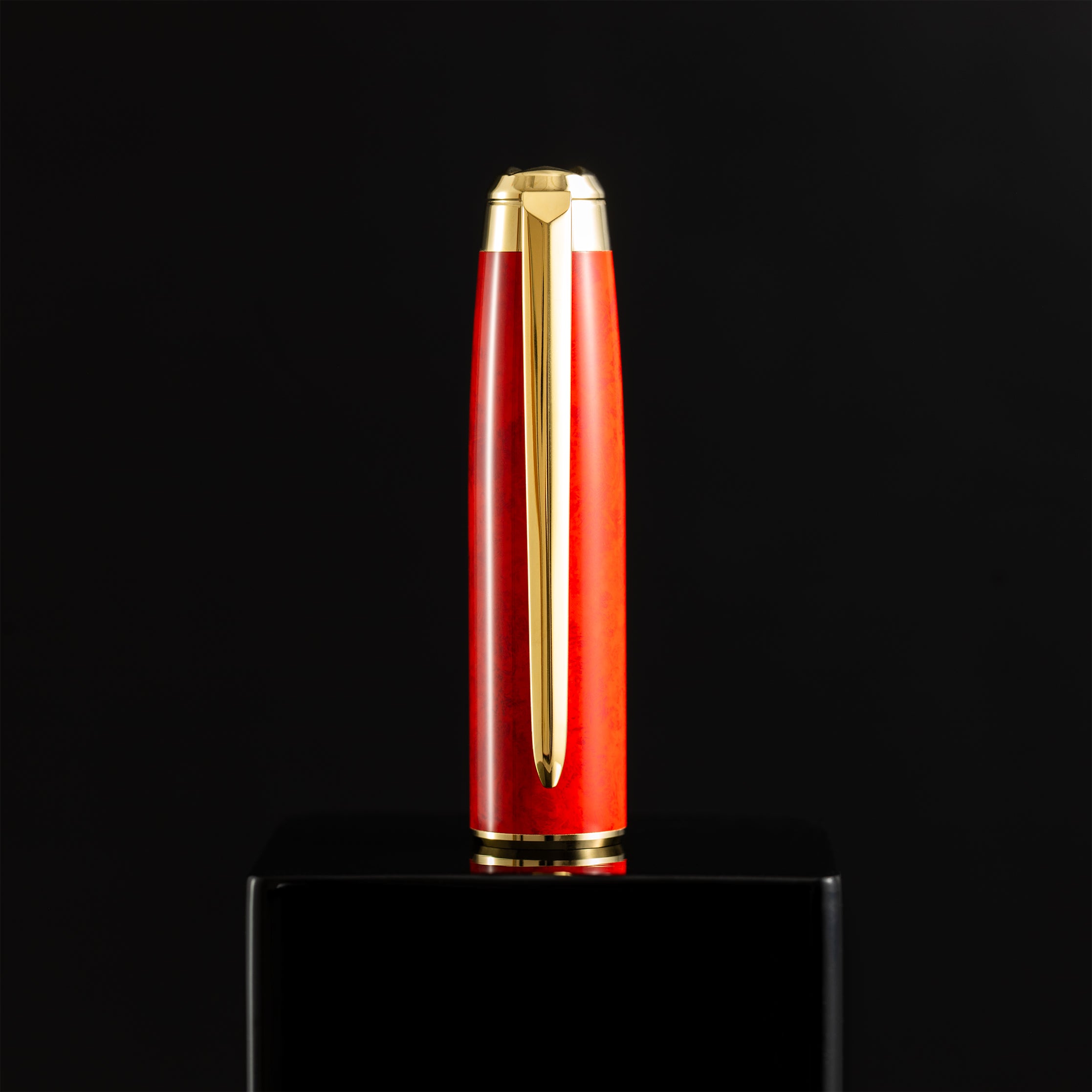 S T Dupont Line D Eternity Fountain Pen - Limited Edition - Popote Red - Yellow Gold Trim (Large) - Pen Boutique Ltd