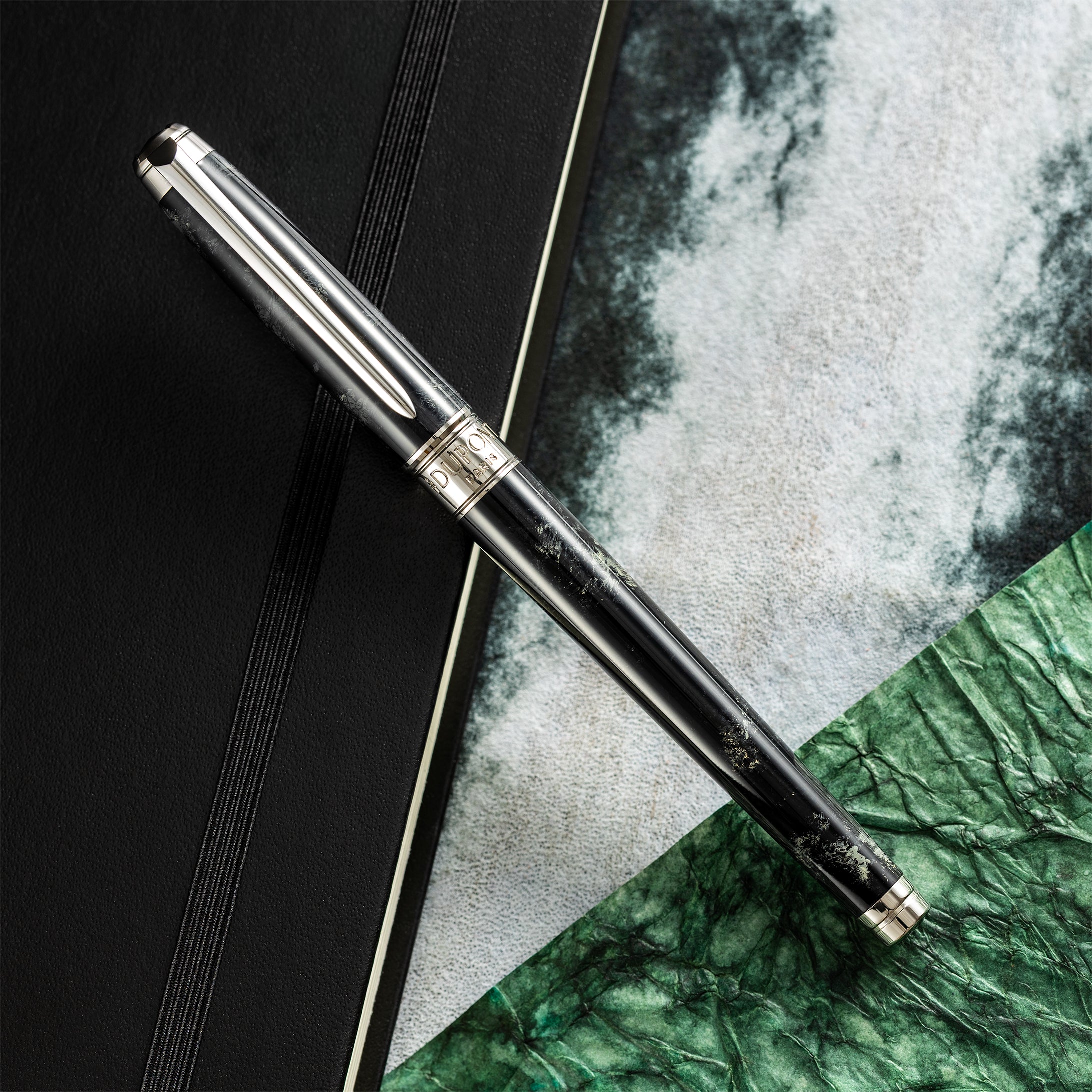 S T Dupont Line D Eternity Rollerball Pen - Popote Black - Palladium Trim (Medium) - Pen Boutique Ltd