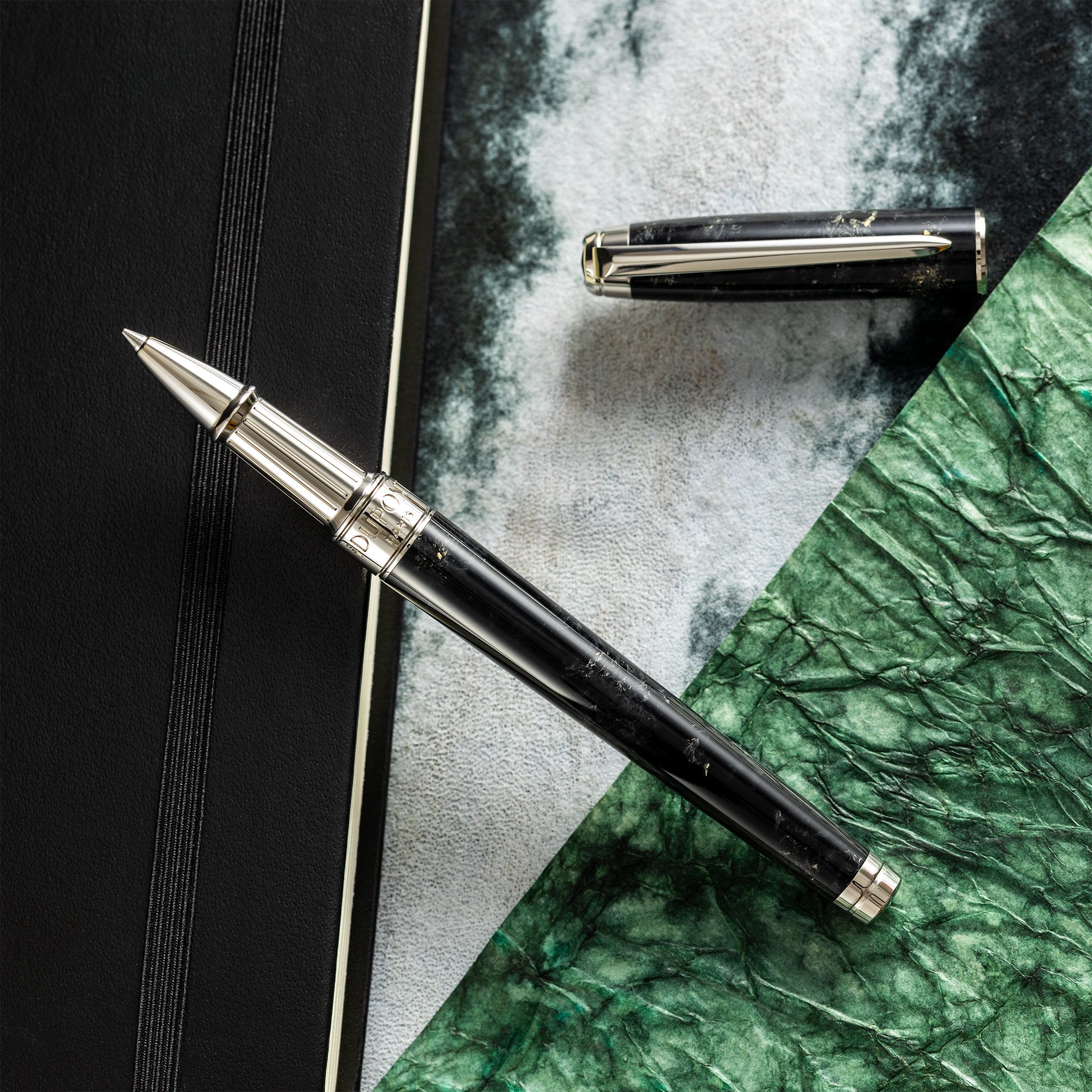 S T Dupont Line D Eternity Rollerball Pen - Popote Black - Palladium Trim (Medium) - Pen Boutique Ltd