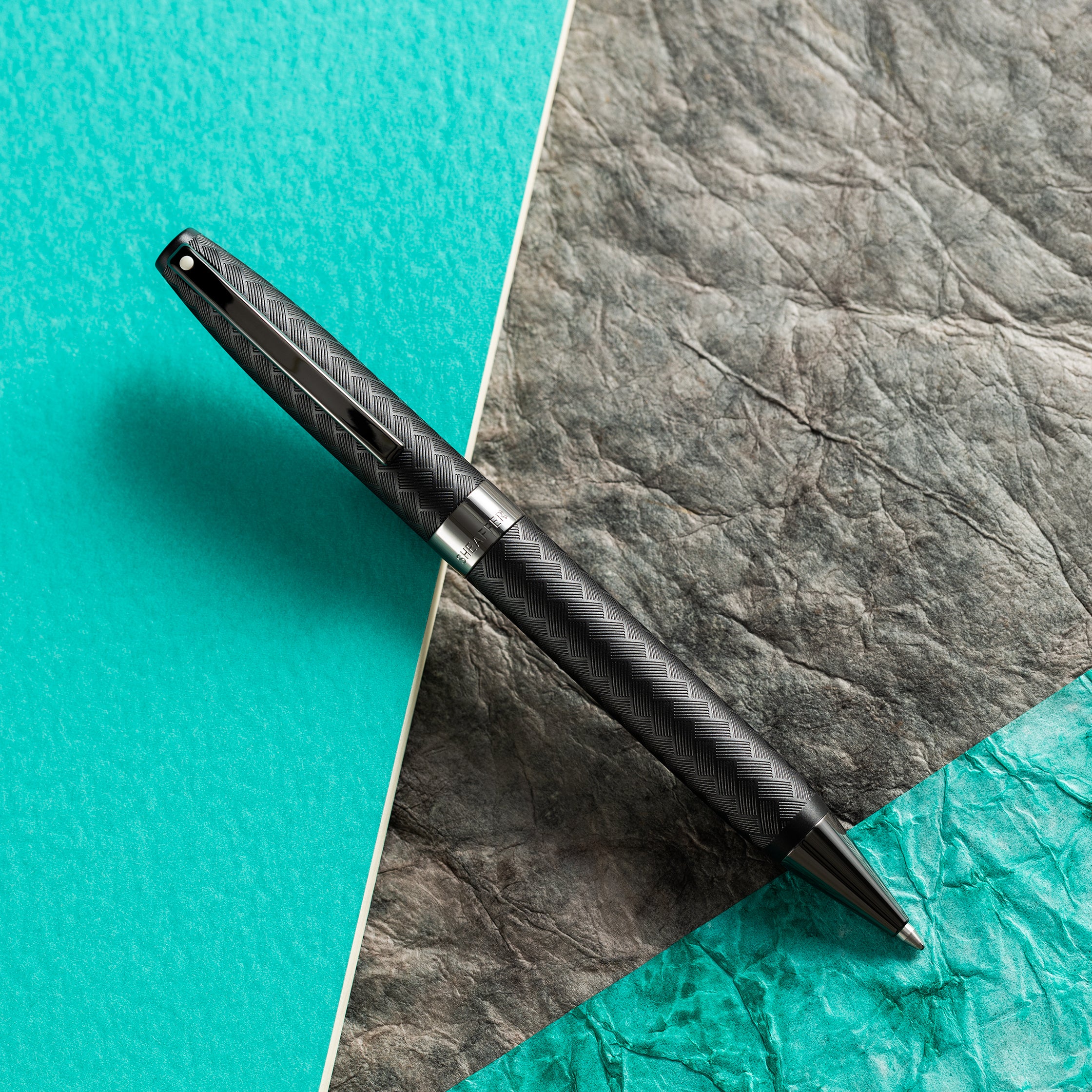 Sheaffer Legacy Ballpoint Pen - Chevron Matte Black - PVD Gunmetal Trim - Pen Boutique Ltd