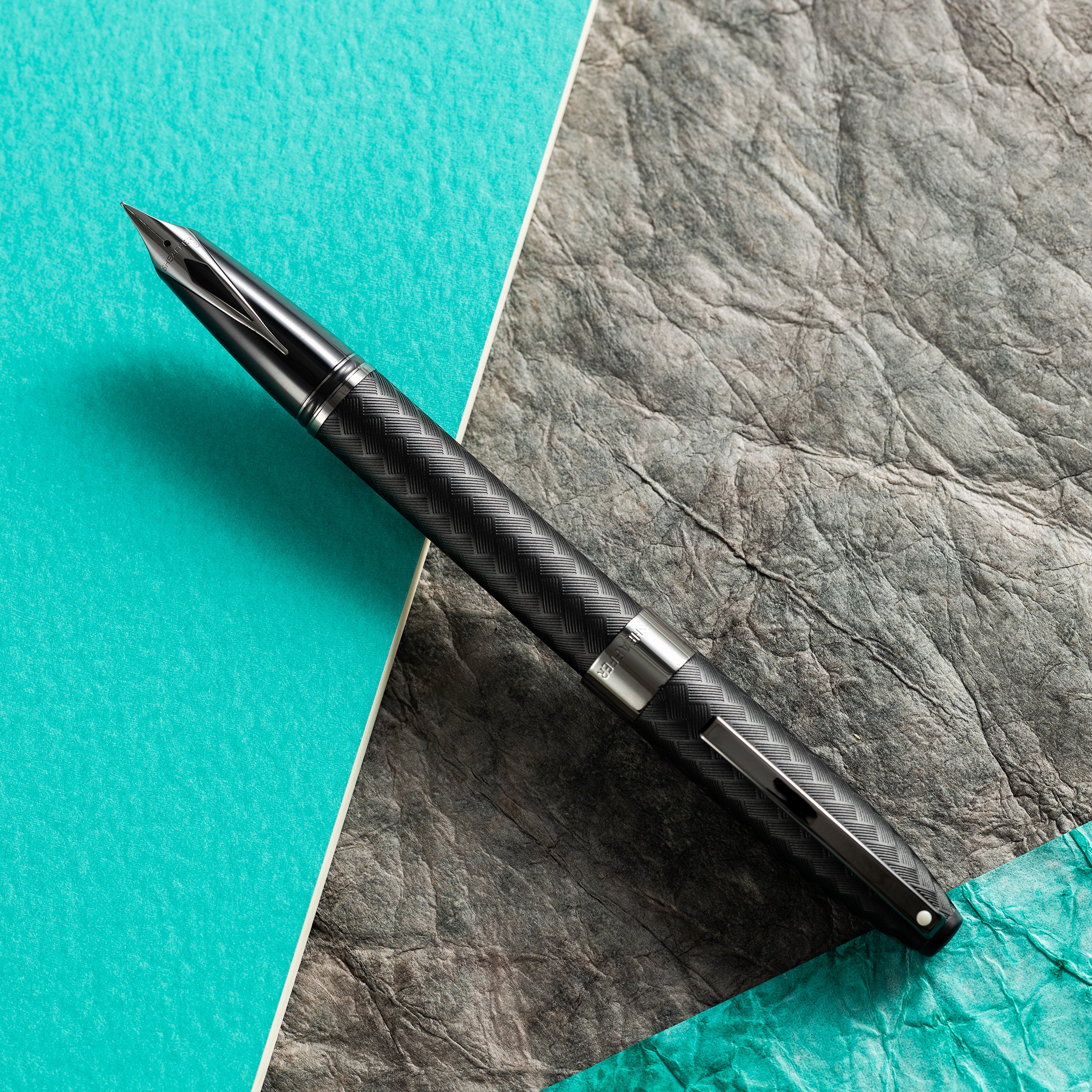 Sheaffer Legacy Fountain Pen - Chevron Matte Black - PVD Gunmetal Trim - Pen Boutique Ltd