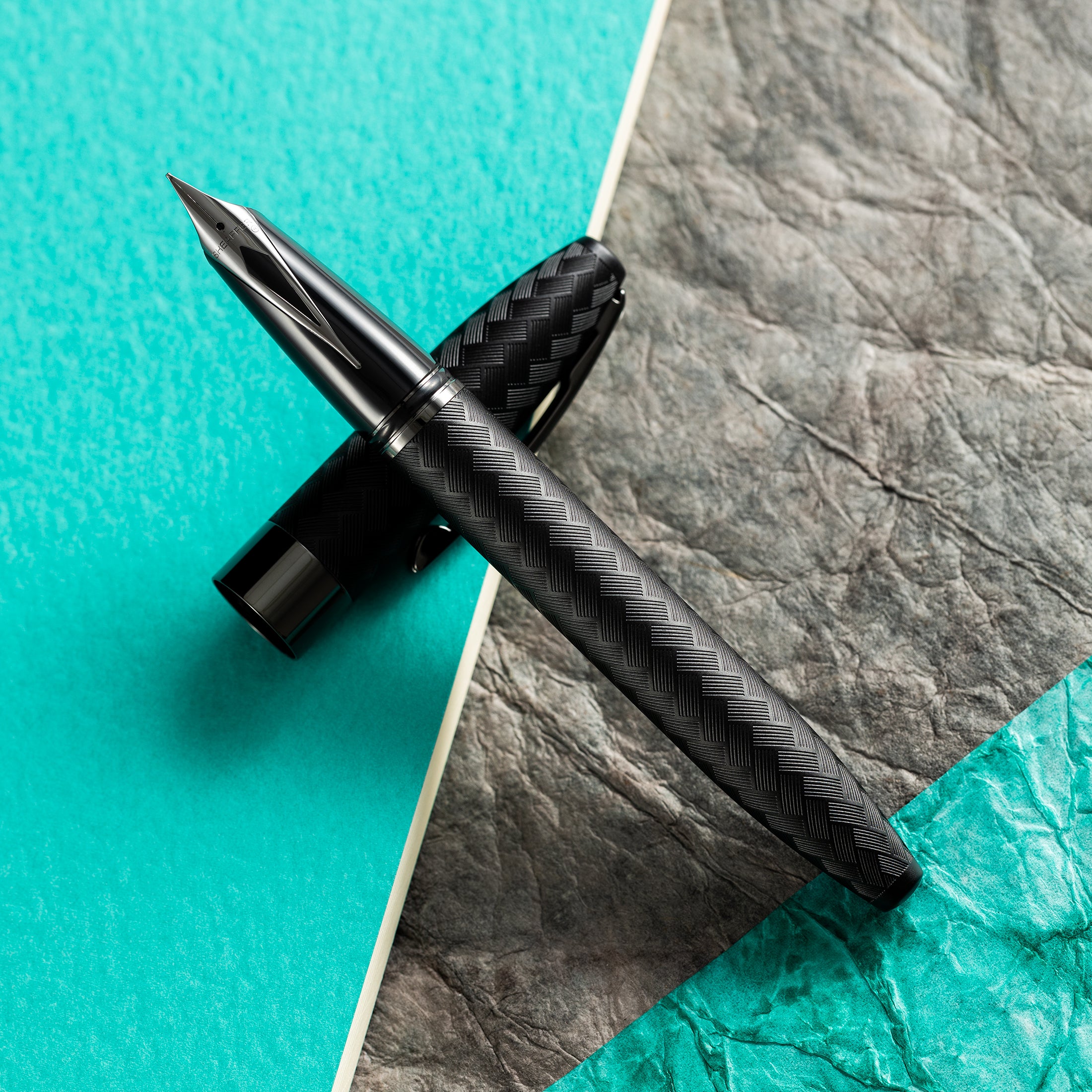 Sheaffer Legacy Fountain Pen - Chevron Matte Black - PVD Gunmetal Trim - Pen Boutique Ltd