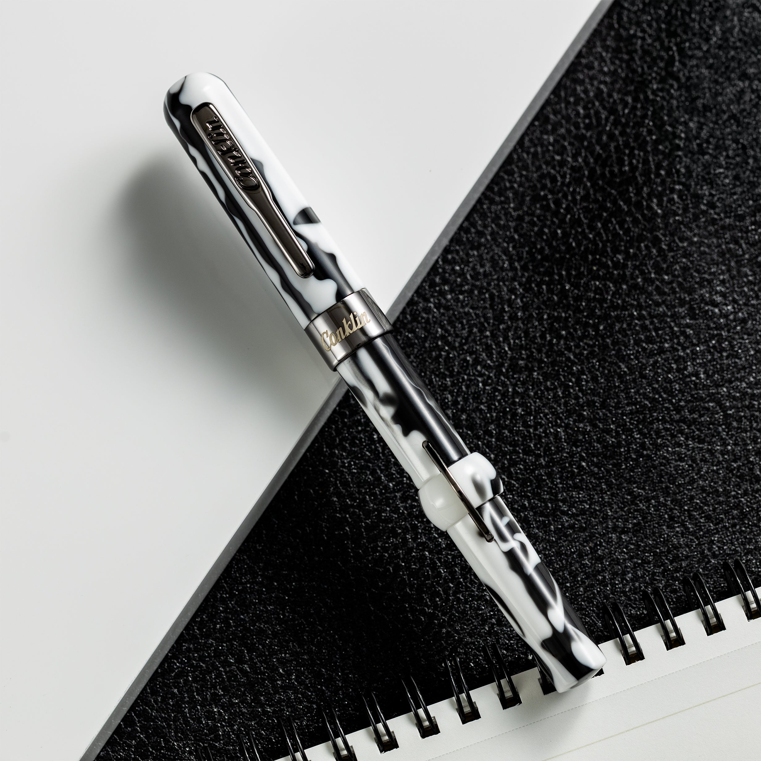 Conklin Mark Twain Fountain Pen - Limited Edition - Black/White - Pen Boutique Ltd