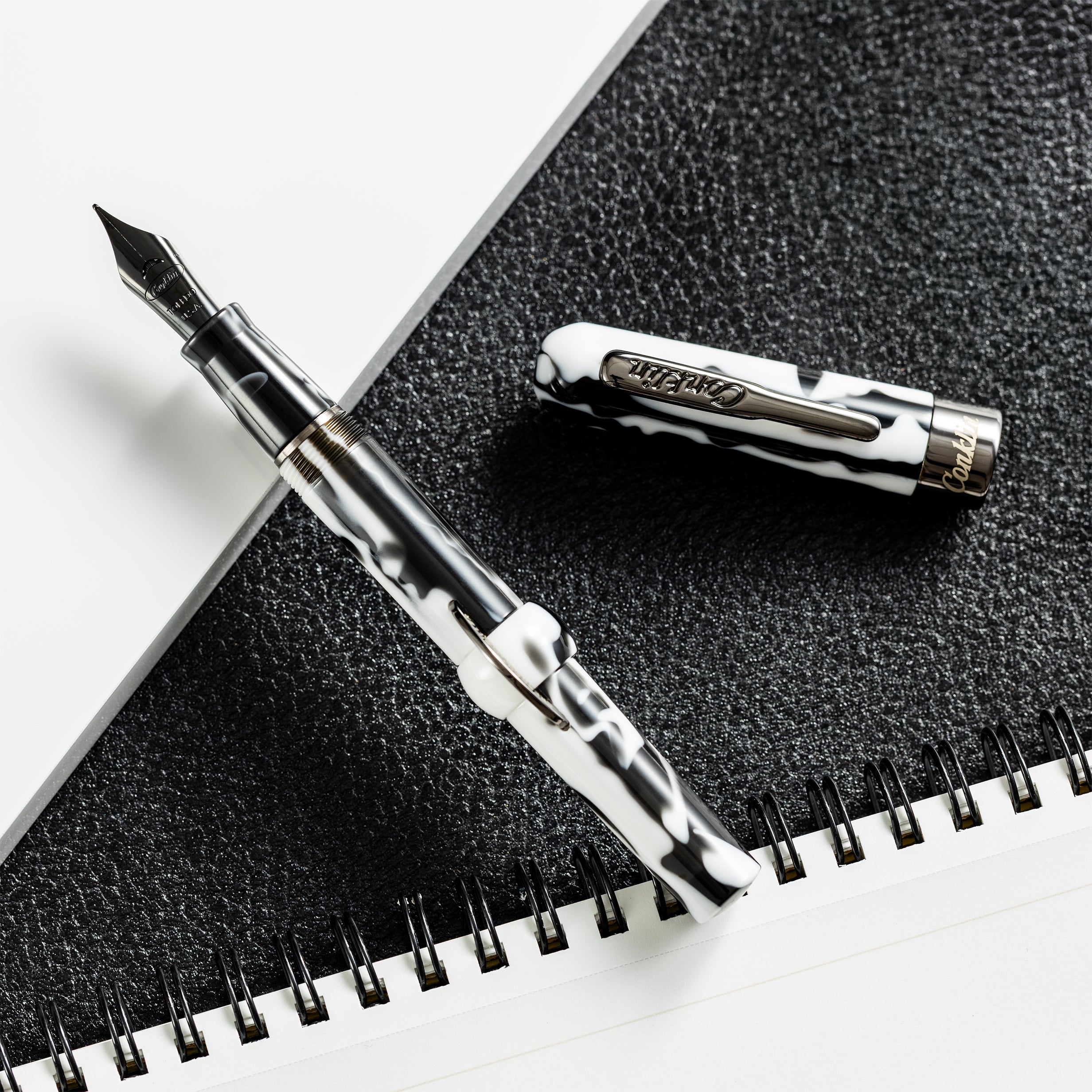 Conklin Mark Twain Fountain Pen - Limited Edition - Black/White - Pen Boutique Ltd