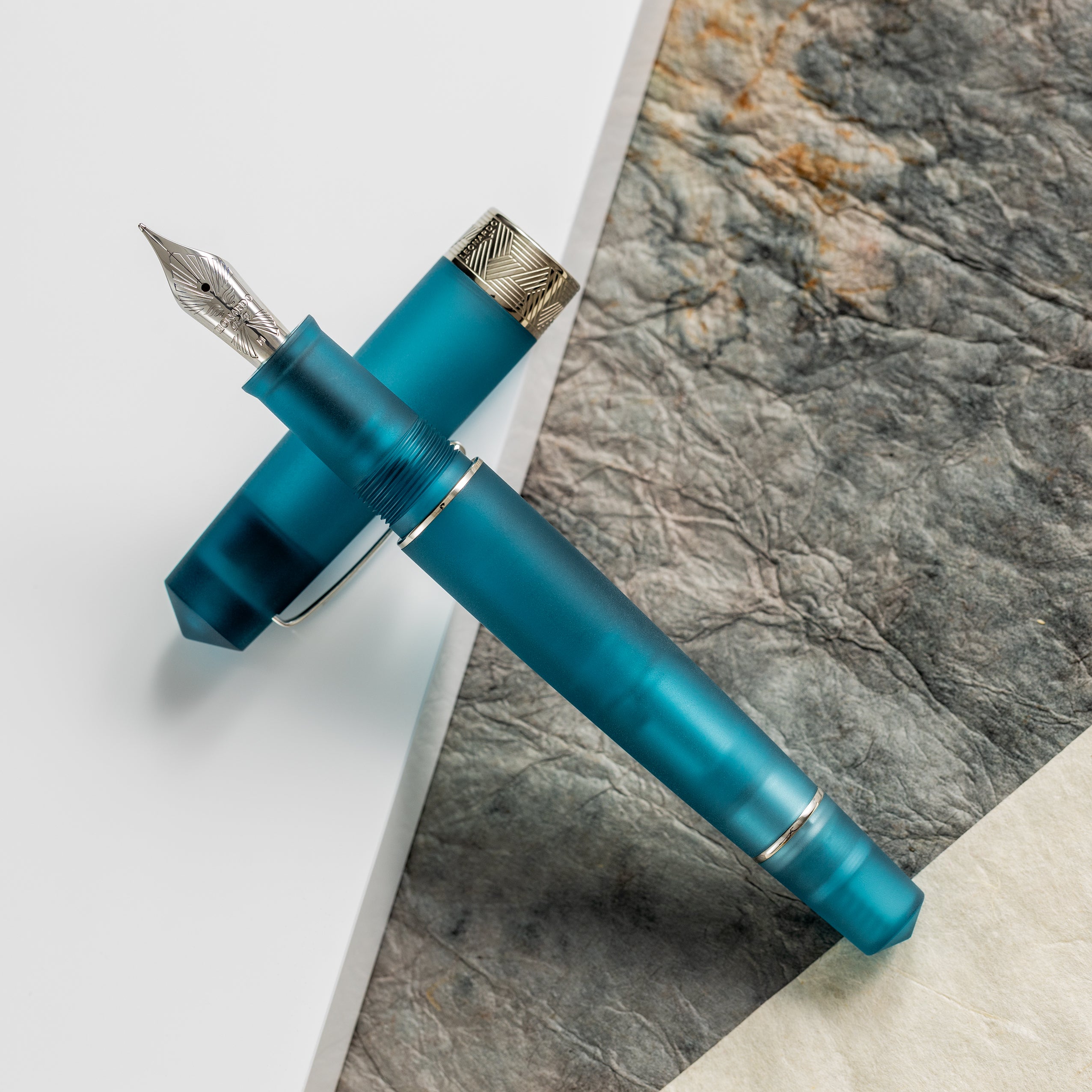 Leonardo Momento Zero Fountain Pen - Pura Frosted Petrol - Pen Boutique Ltd