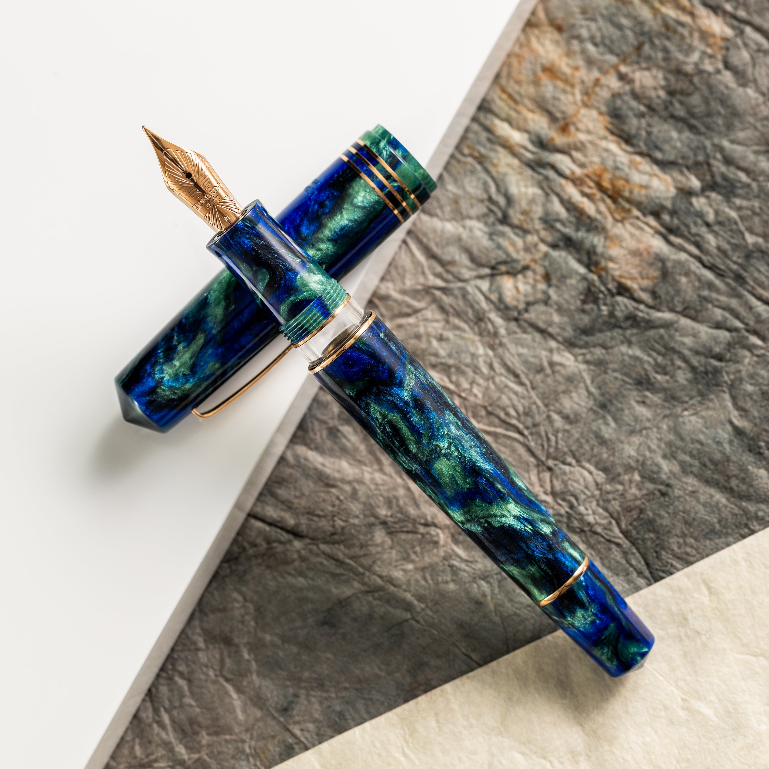Leonardo Momento Zero Grande 2.0 Fountain Pen - The Power of Flower - Fiordaliso Blue - Rose Gold Trim (Limited Edition) - Pen Boutique Ltd