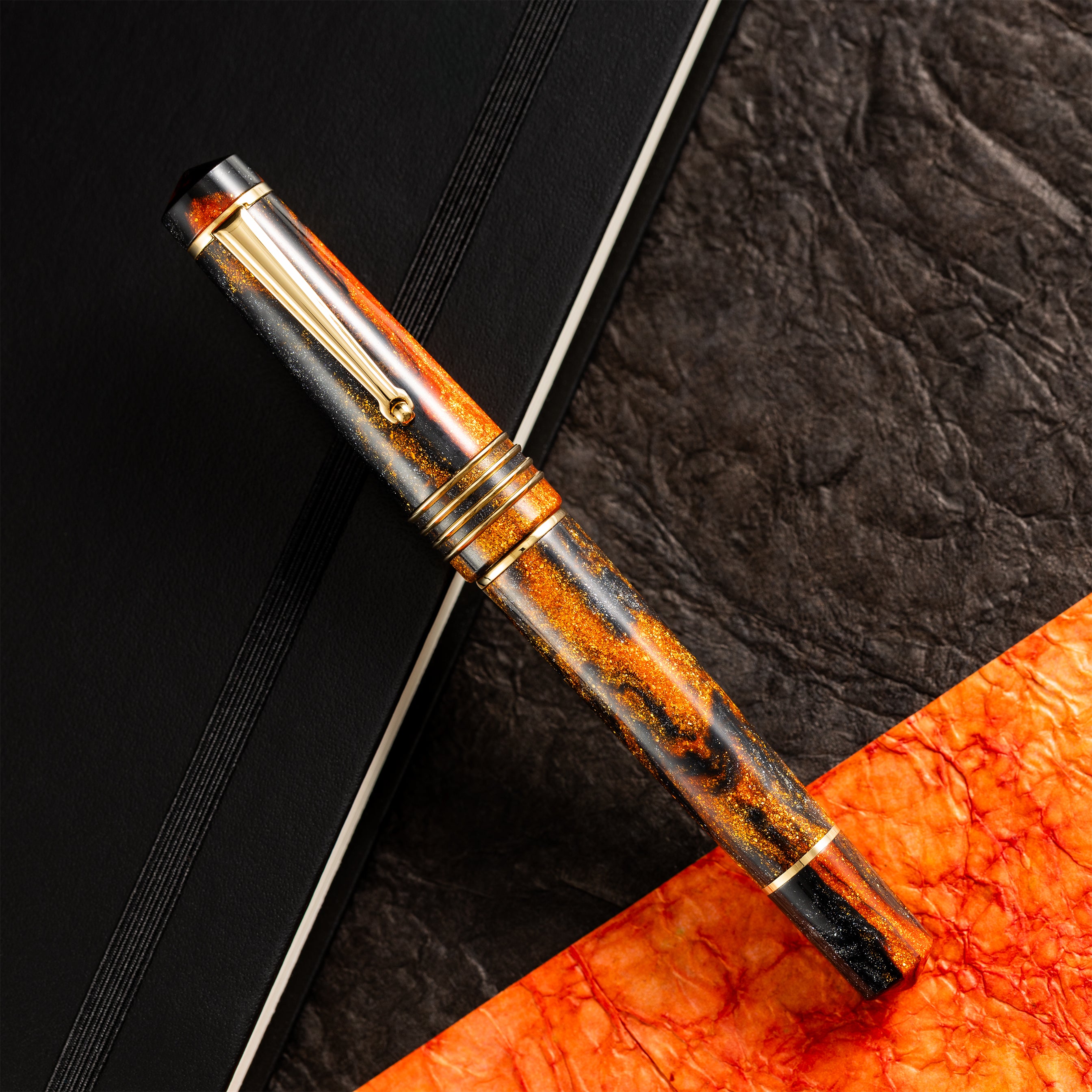 Delta DV Original Fountain Pen - Glow Up Oro - Gold Trim - Stainless Steel Nib (Mid Size)-Pen Boutique Ltd