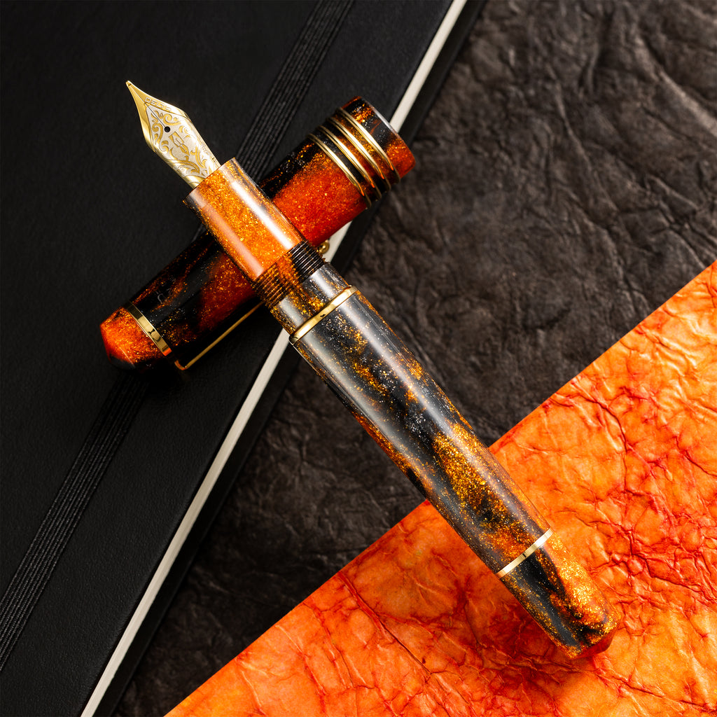Delta DV Original Fountain Pen - Glow Up Oro - Gold Trim - Stainless Steel Nib (Mid Size)-Pen Boutique Ltd