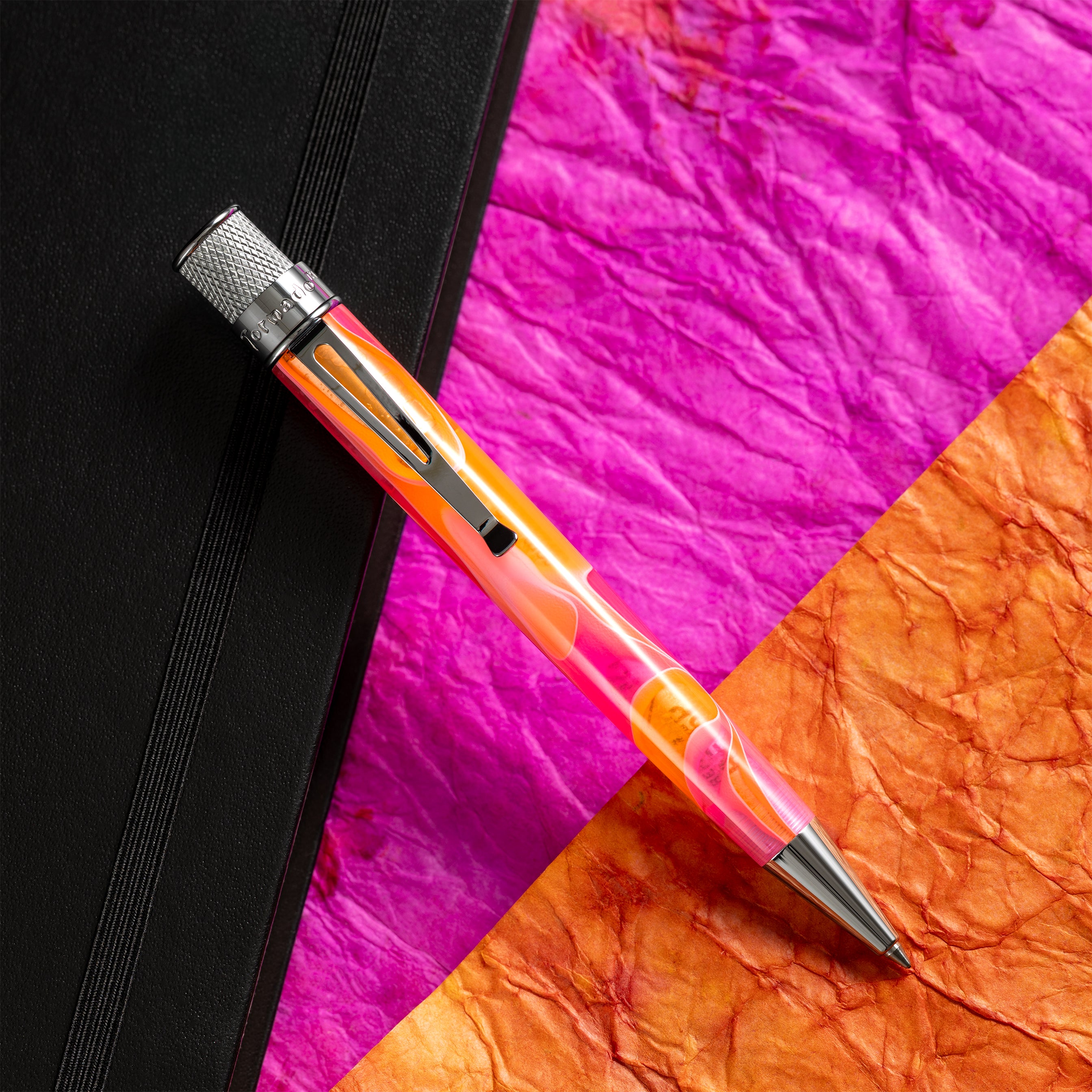 Retro 51 Tornado Acrylic Rollerball Pen - Cosmic Pink & Orange Swirl-Pen Boutique Ltd