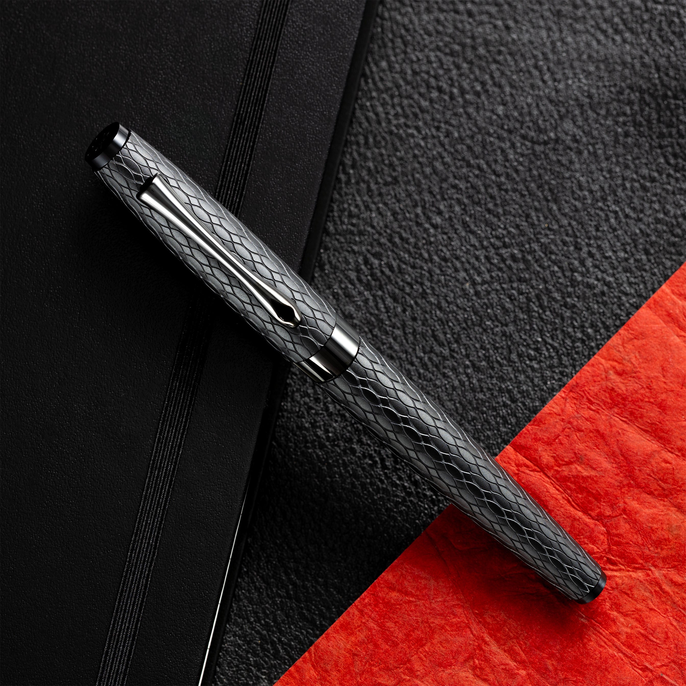 Diplomat Cobra Fountain Pen – Matte Black Guilloché-Pen Boutique Ltd