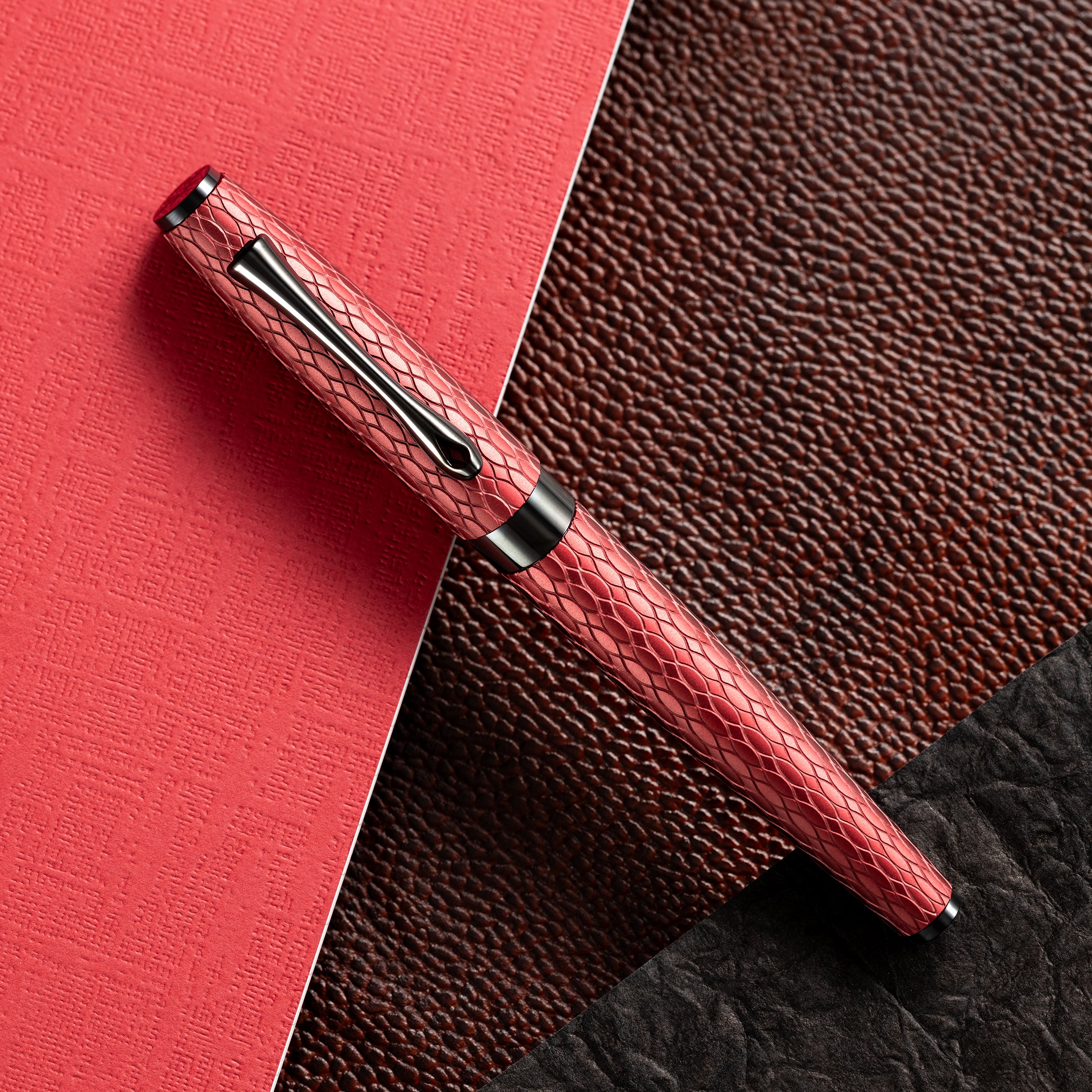 Diplomat Cobra Rollerball Pen – Burgundy Red Guilloche