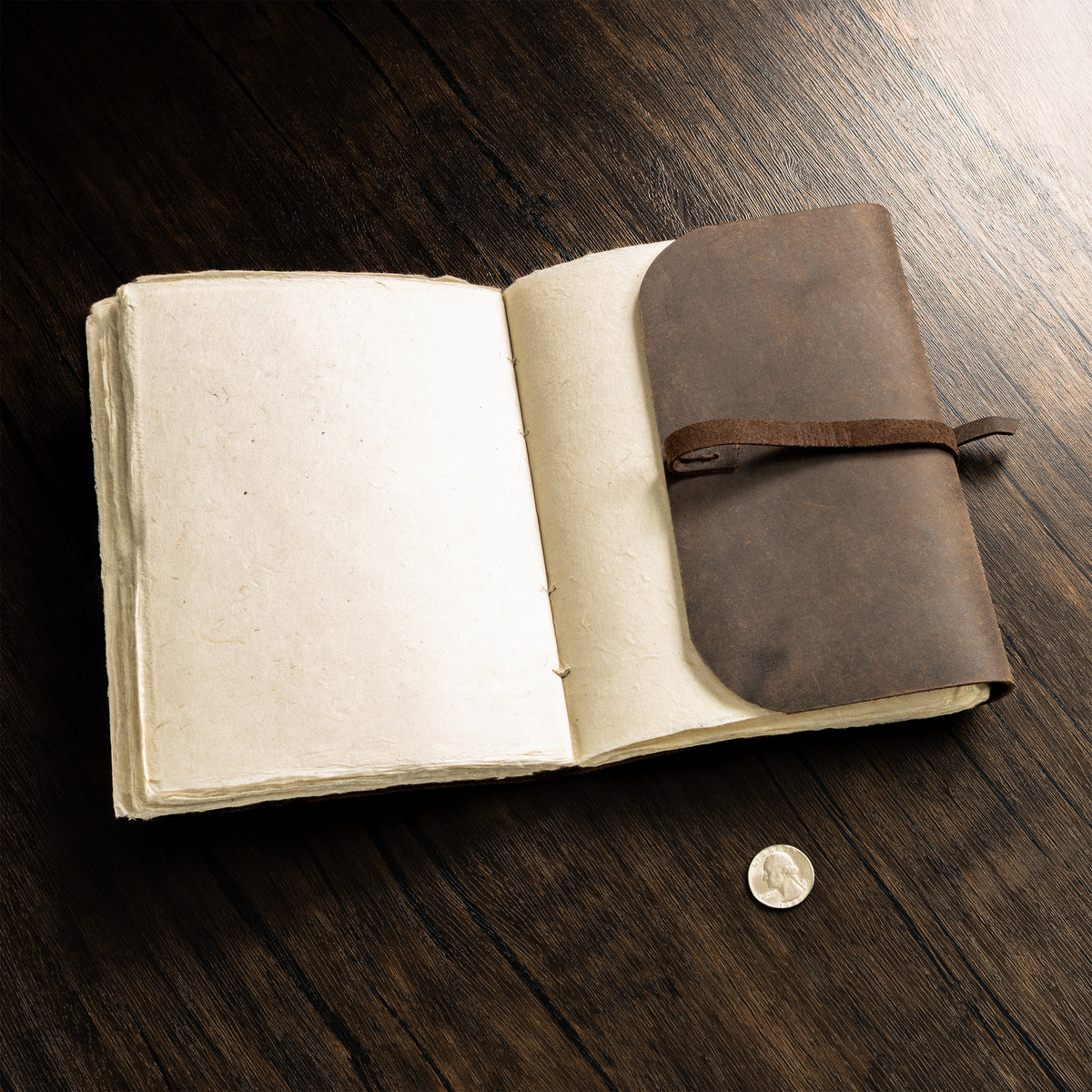 Monk Paper Buffalo Leather Dark Brown Lokta Large Journal - Pen Boutique Ltd
