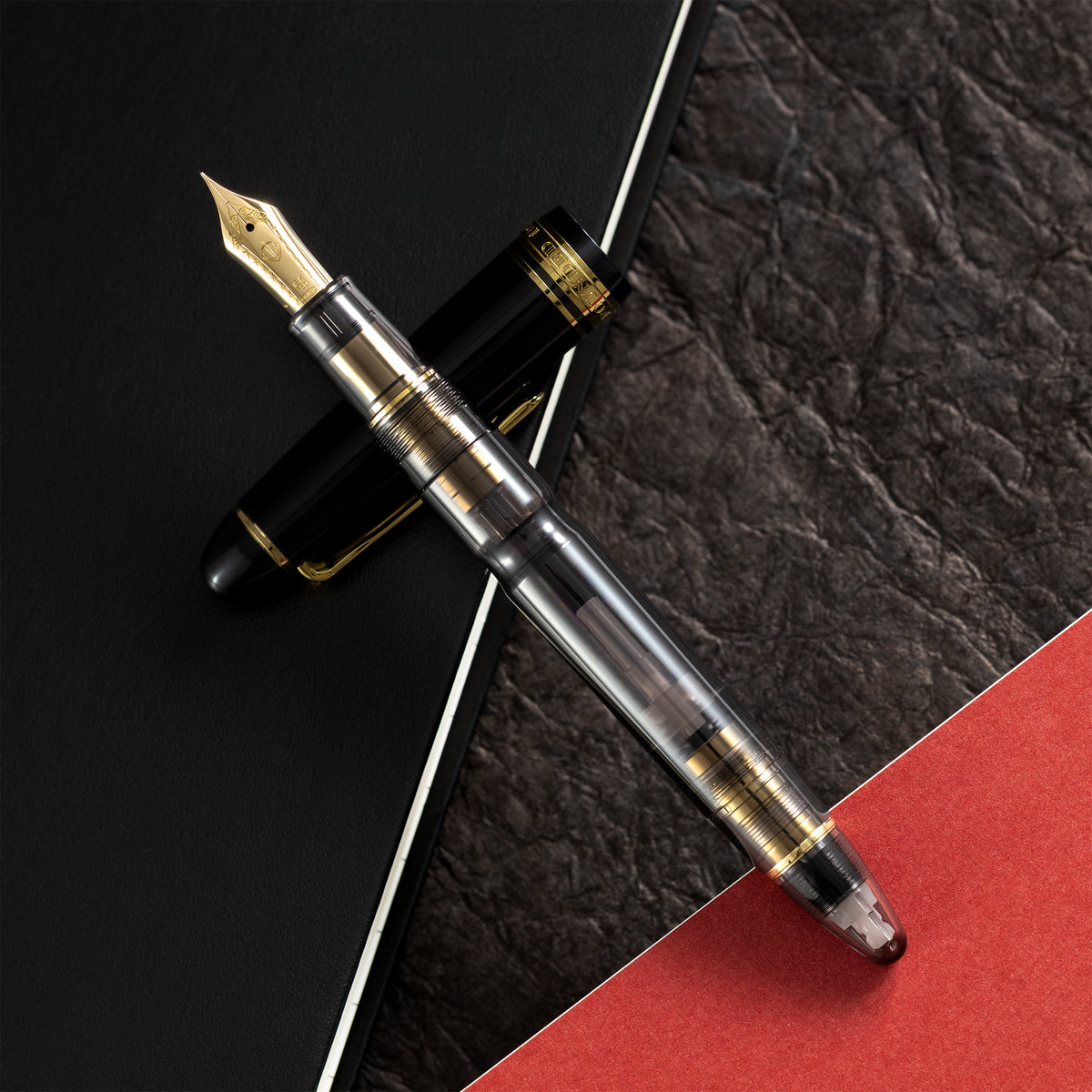 Sailor 1911L Fountain Pen - Realo Smoke Black - IP Gold Trim - 18K Gold Nib - Pen Boutique Ltd
