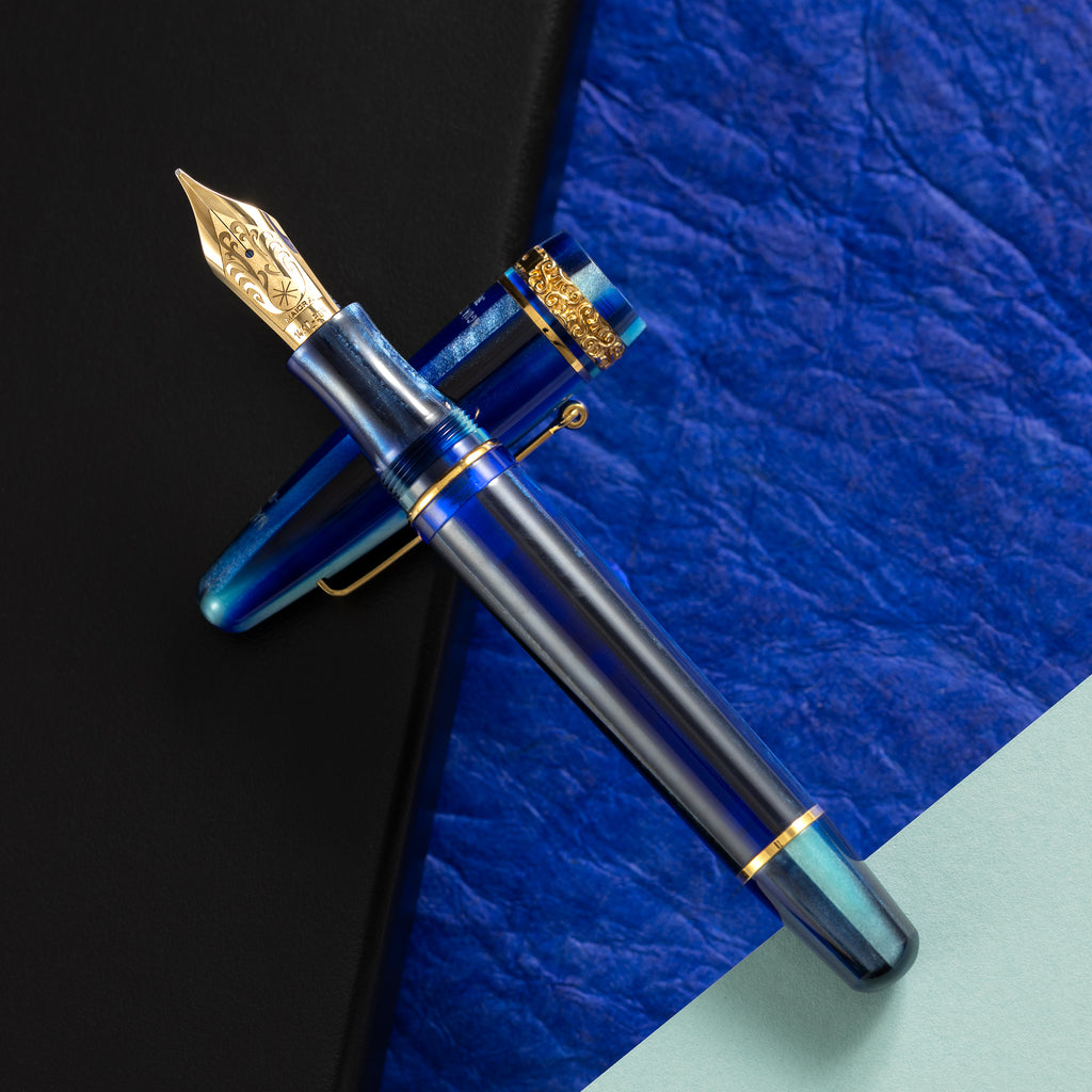 Maiora Limited Edition Fountain Pen - Agua de Mar (Sea Blue) - Gold Trim - 14K Gold Nib - Pen Boutique Ltd