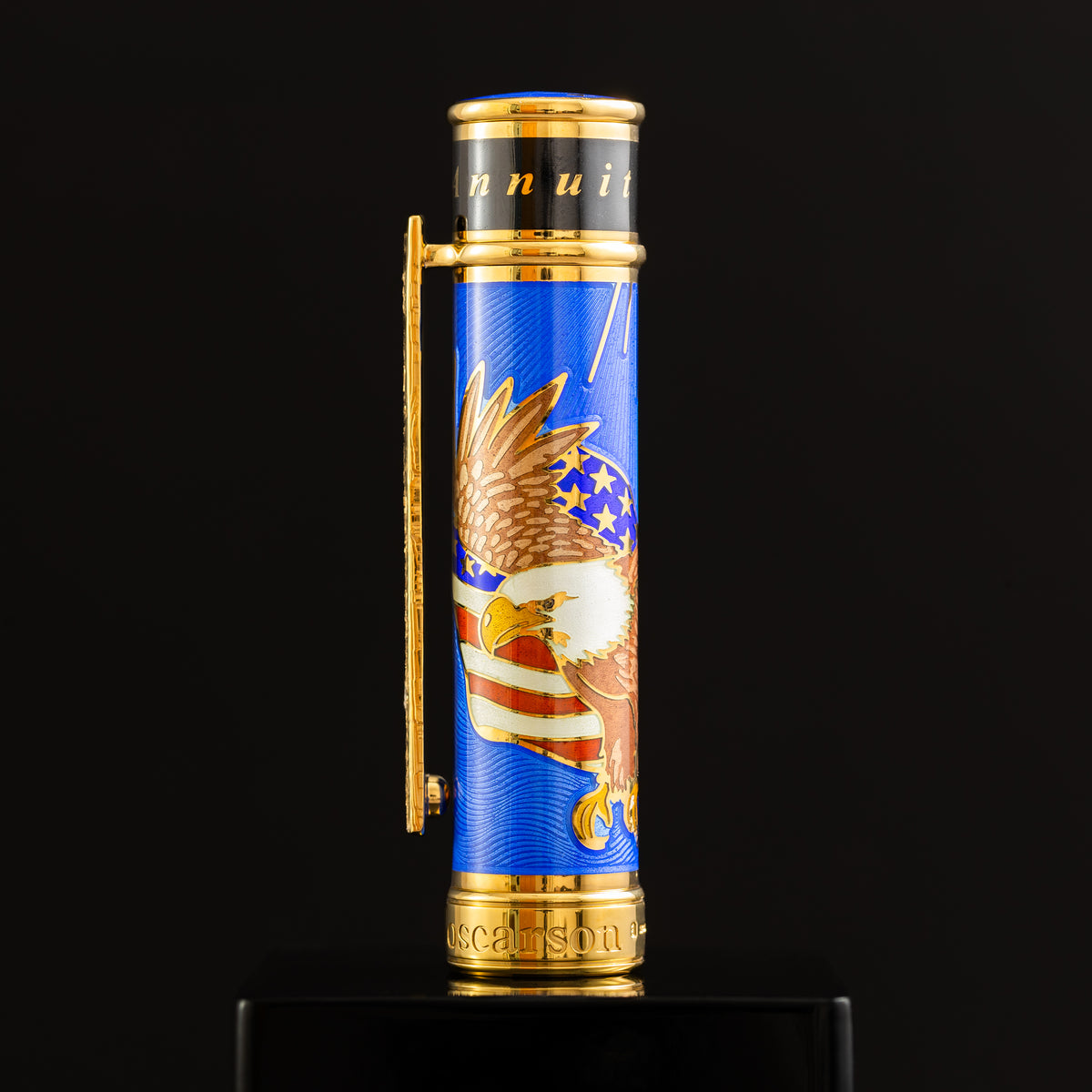 David Oscarson America The Beautiful Fountain Pen - Sapphire - Gold Trim (Limited Edition) - Pen Boutique Ltd