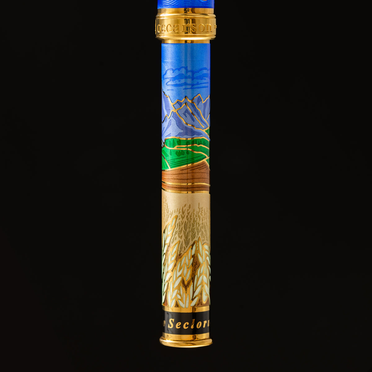 David Oscarson America The Beautiful Fountain Pen - Sapphire - Gold Trim (Limited Edition)-Pen Boutique Ltd