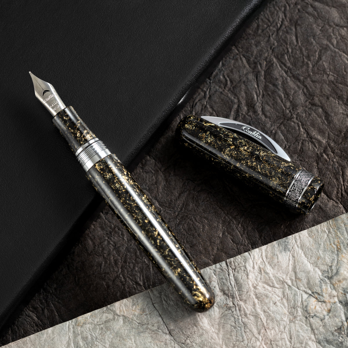 Conklin 1898 Collection Fountain Pen - Solaris Black - Chrome Trim (Limited Edition) - Pen Boutique Ltd