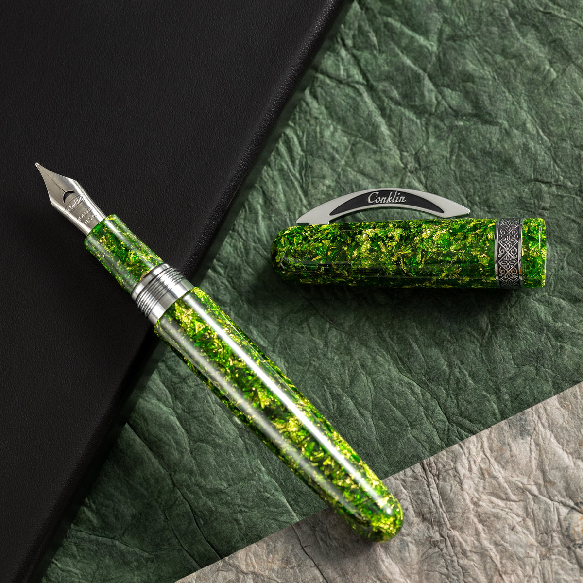 Conklin 1898 Collection Fountain Pen - Solaris Green - Chrome Trim (Limited Edition) - Pen Boutique Ltd
