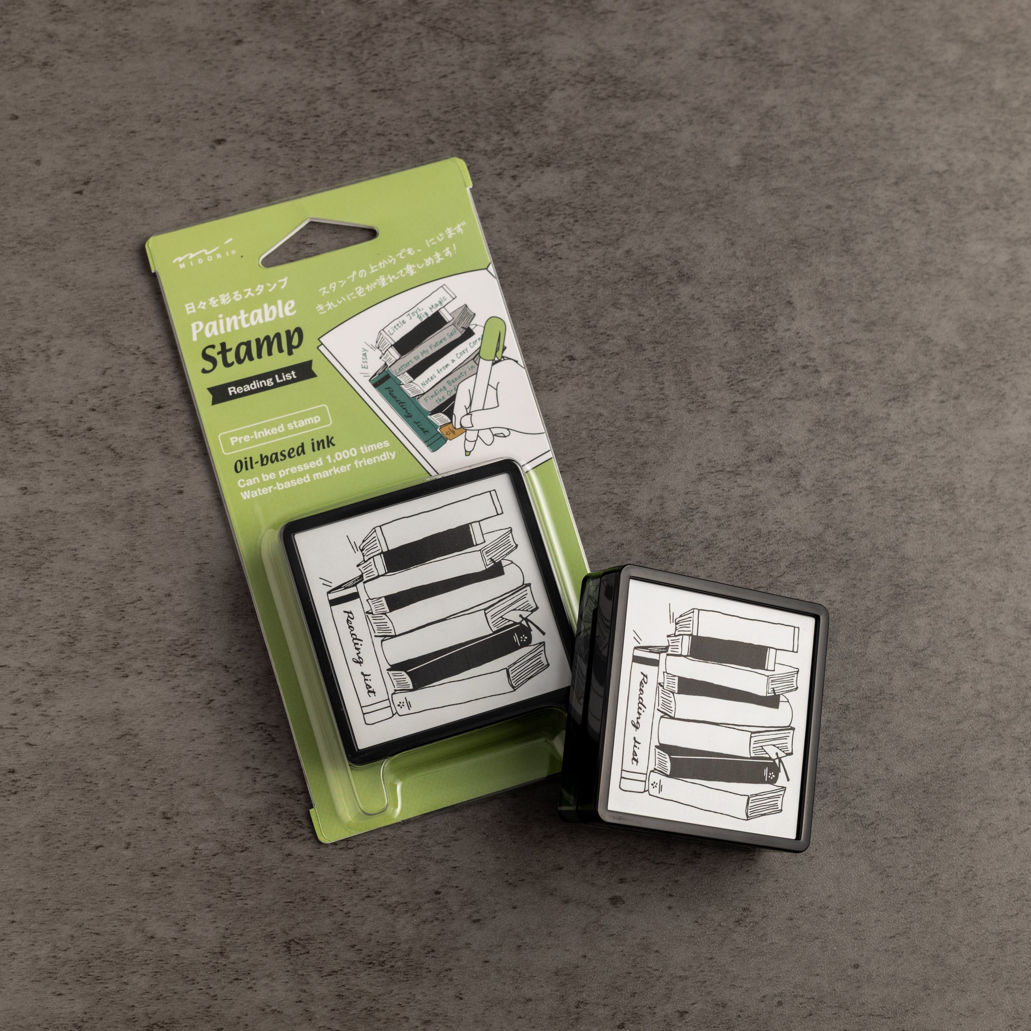 Midori Paintable Stamp Preinked - Reading List (Overseas Exclusive) - Pen Boutique Ltd