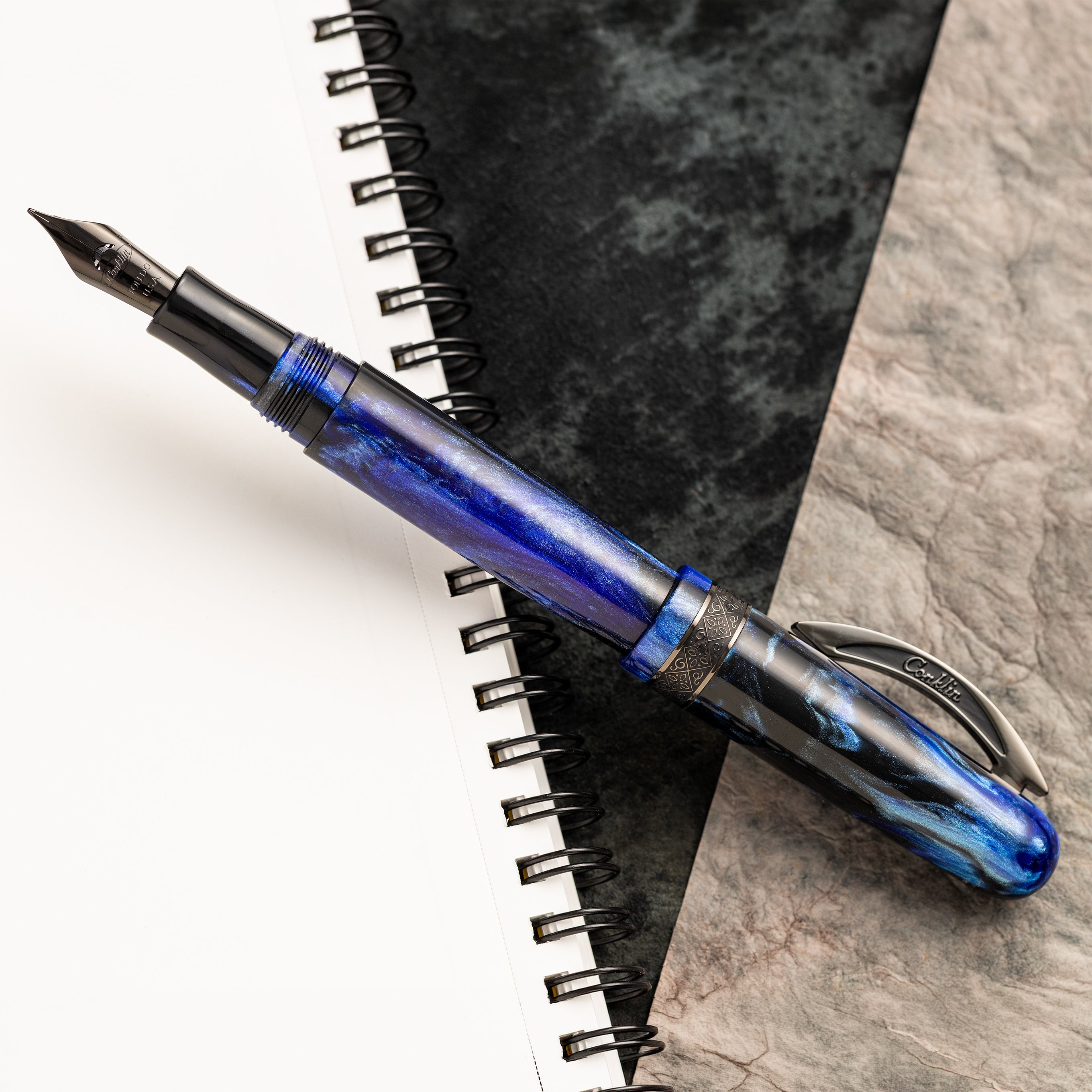 Conklin 1898 Collection Fountain Pen - Limited Edition - Mystic Soul "MIDNIGHT STATIC" - Gunmetal Trim (Pen Boutique Exclusive) - Pen Boutique Ltd