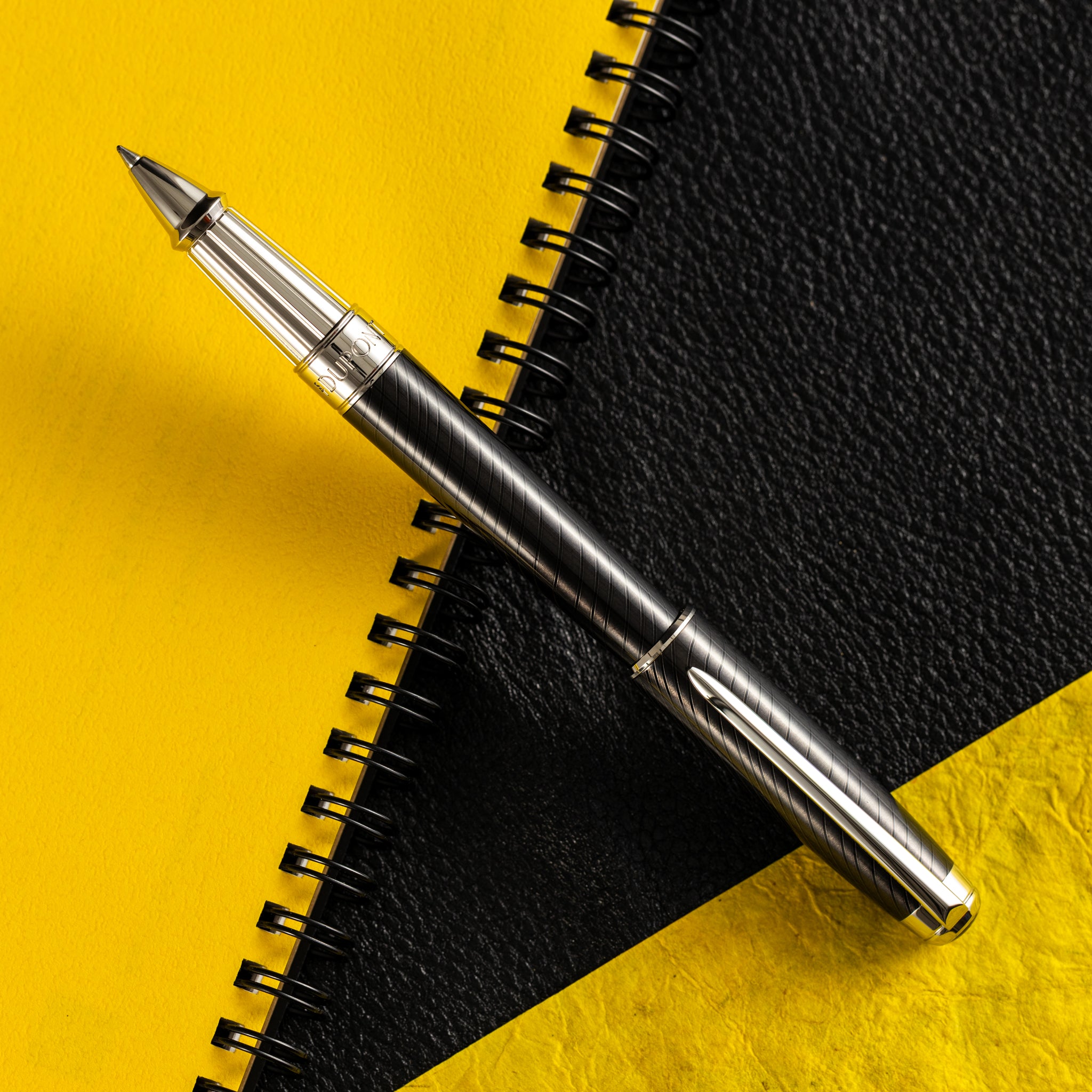 S T Dupont Line D Rollerball Pen - Eternity - Mane Guilloche Black - Palladium Trim (Large) - Pen Boutique Ltd