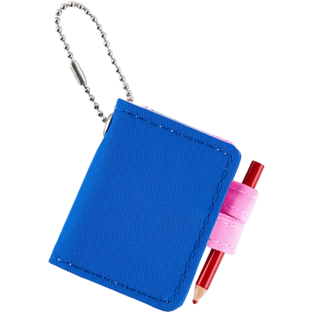 Hobonichi Techo Mini Keychain - Blue Tiny Notebook x Pink Pen Loop - Pen Boutique Ltd